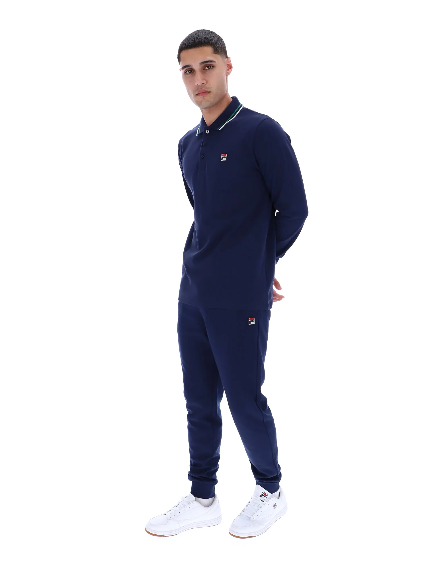 Fila Navy Monte Tipped Collar Long Sleeve Polo - Image 3