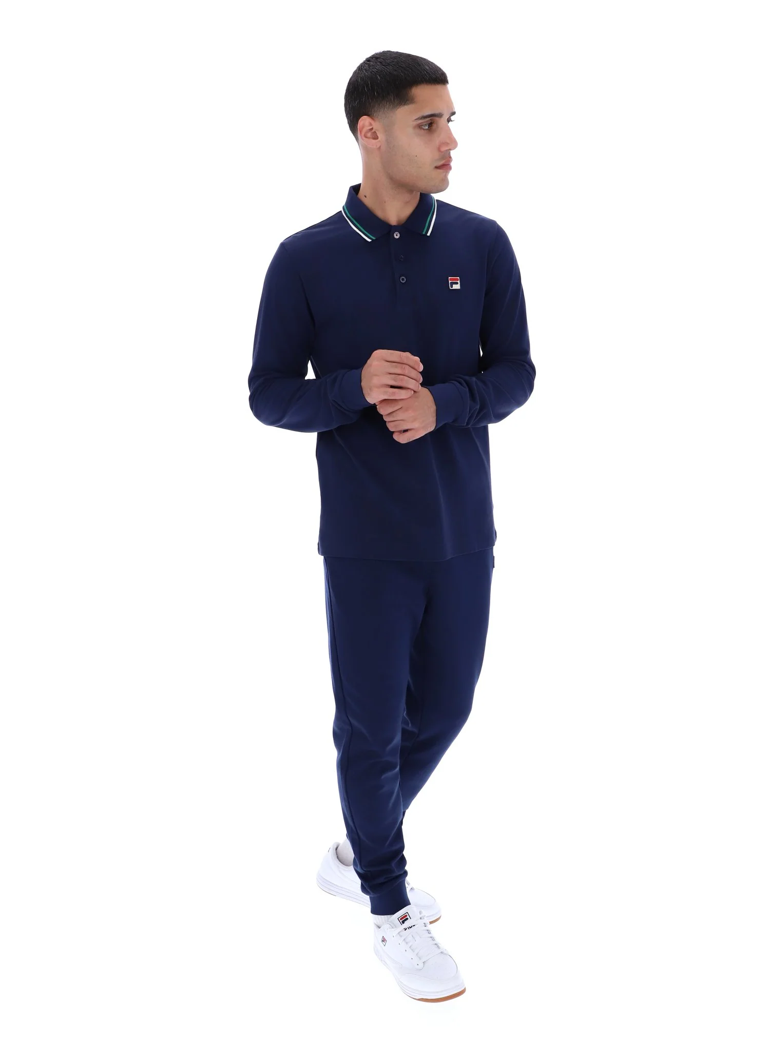 Fila Navy Monte Tipped Collar Long Sleeve Polo - Image 4