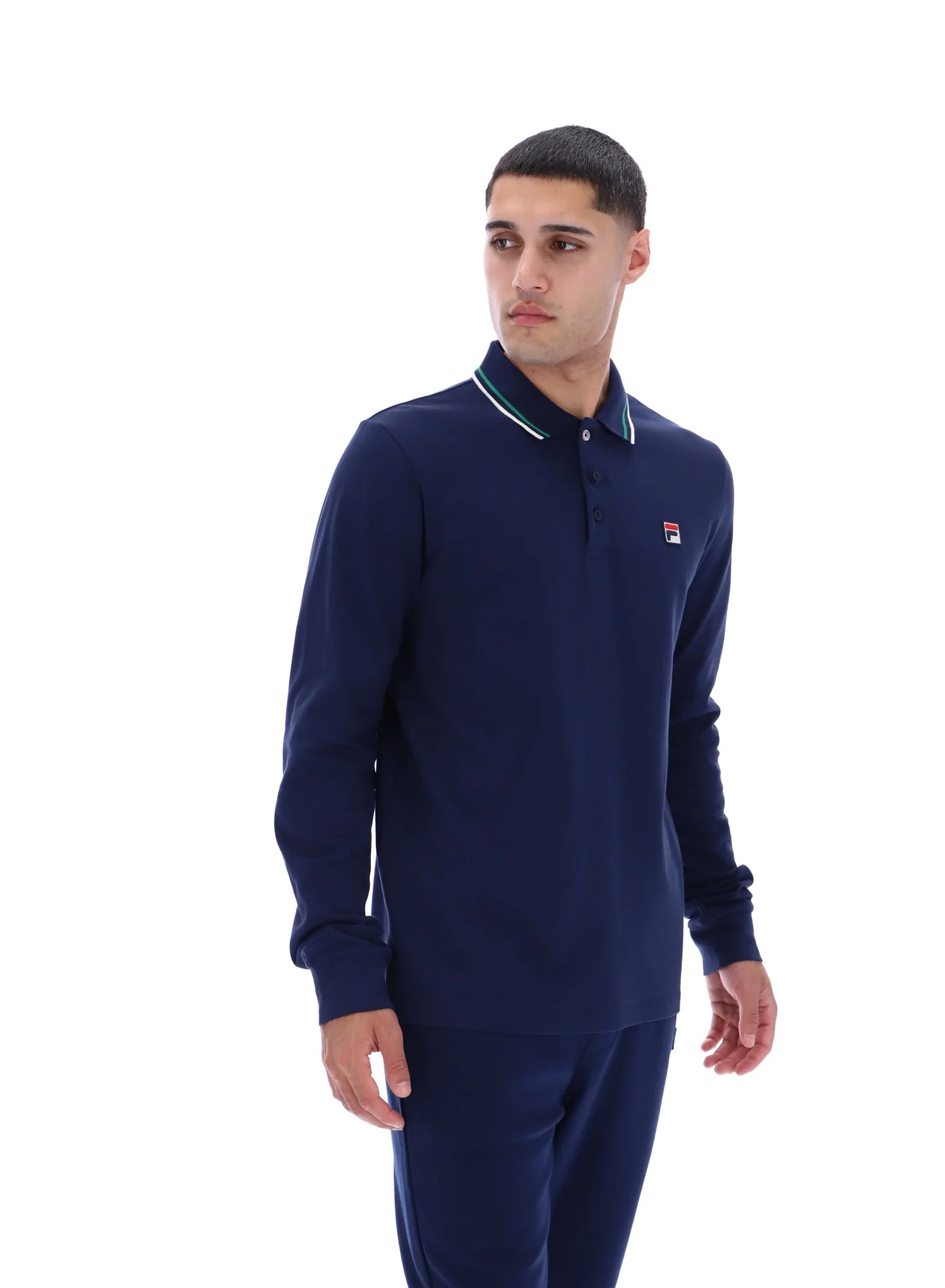 Fila Navy Monte Tipped Collar Long Sleeve Polo - Image 5