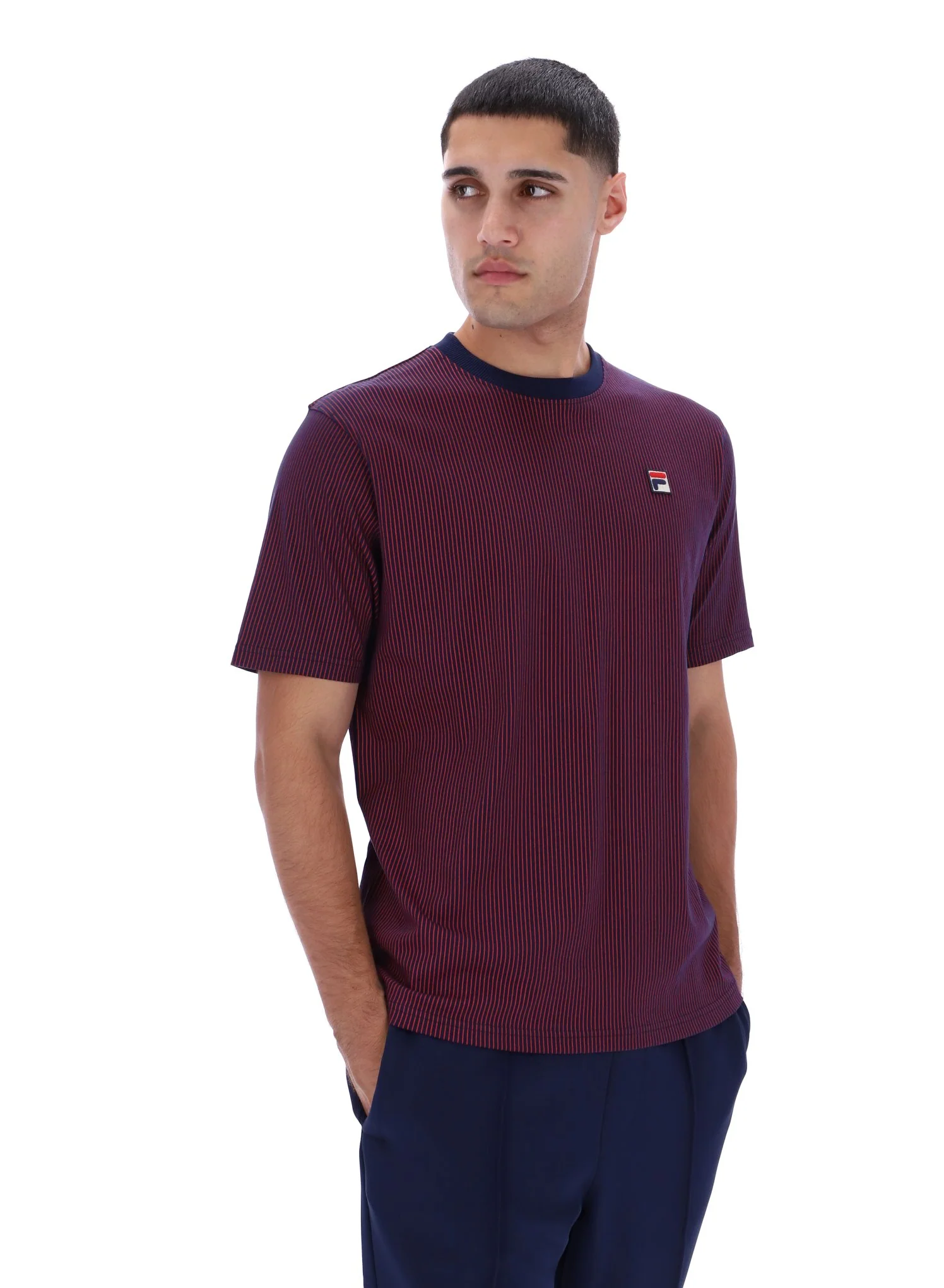 Fila Navy Nilo Printed Pinstripe T-Shirt - Image 2
