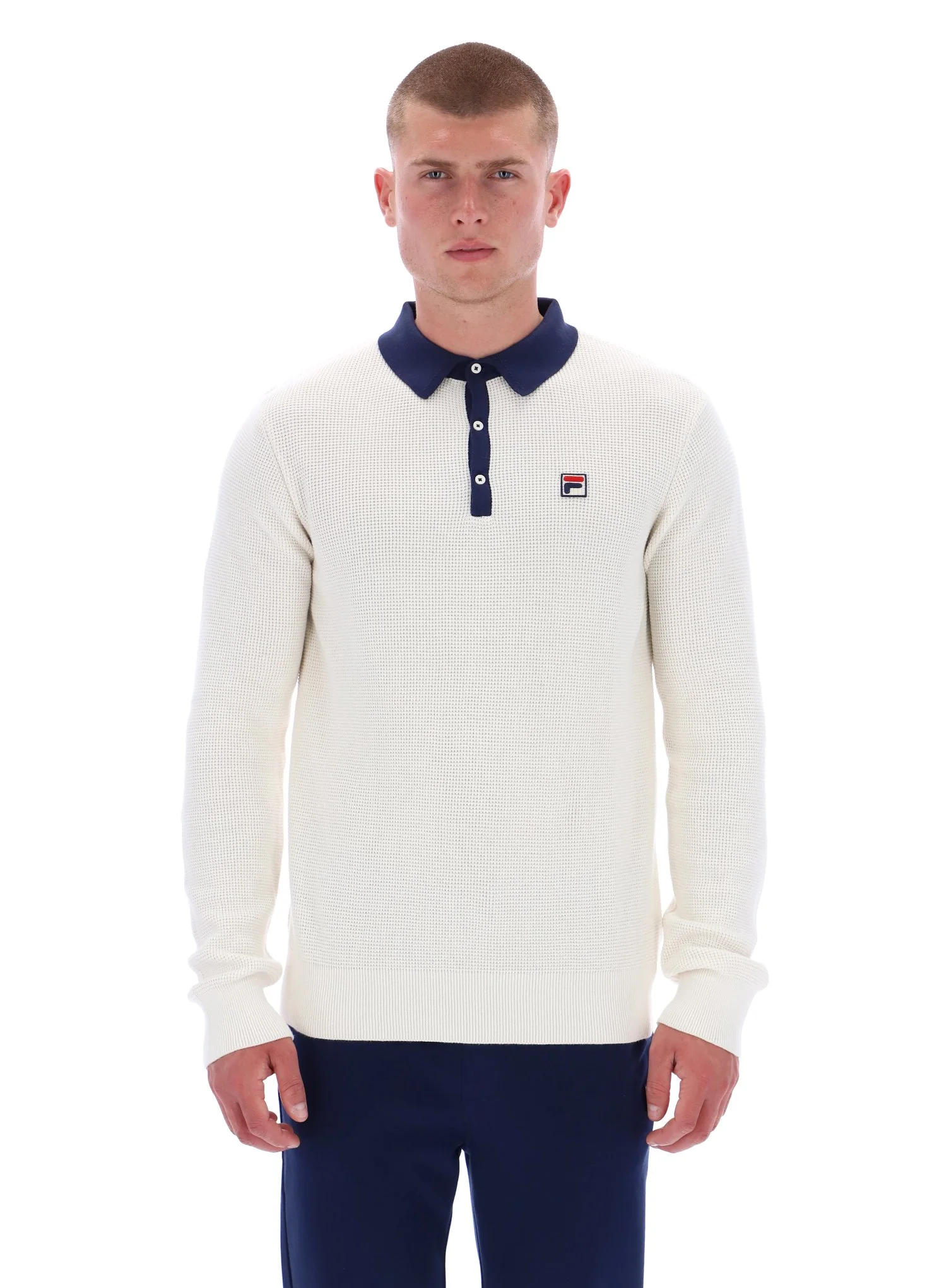 Gardenia Nowell Waffle Knit Long Sleeve Polo