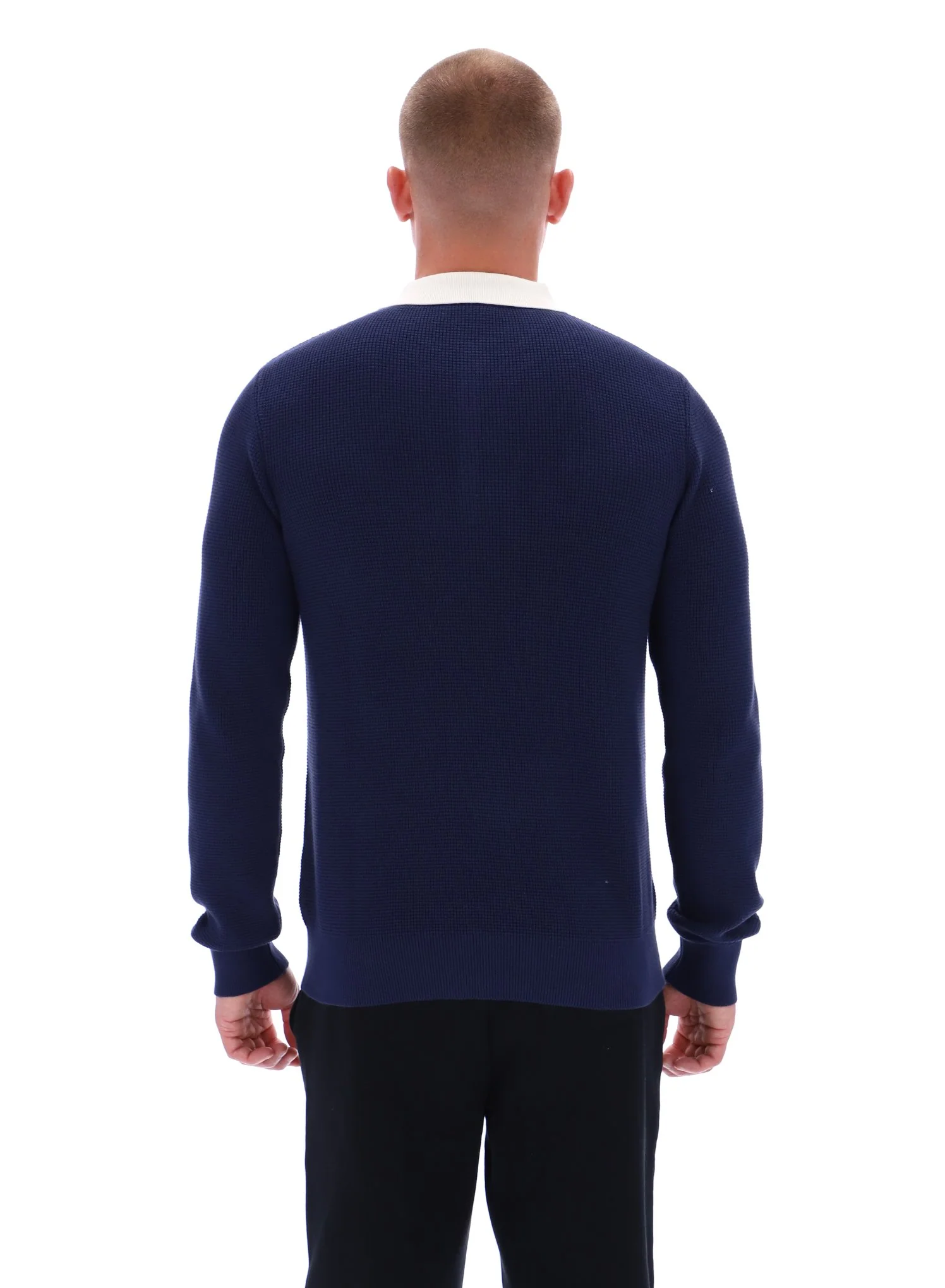 Fila Navy Nowell Waffle Knit Long Sleeve Polo - Image 5