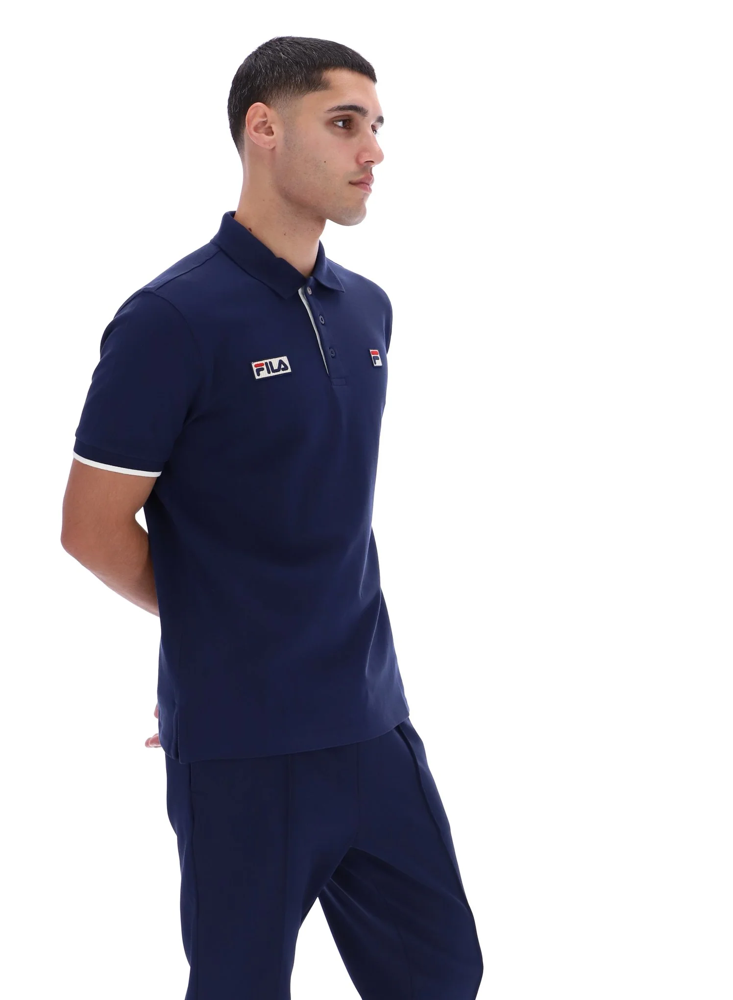 Fila Navy Pablo Three-Button Tipped Rib Polo Shirt - Image 2