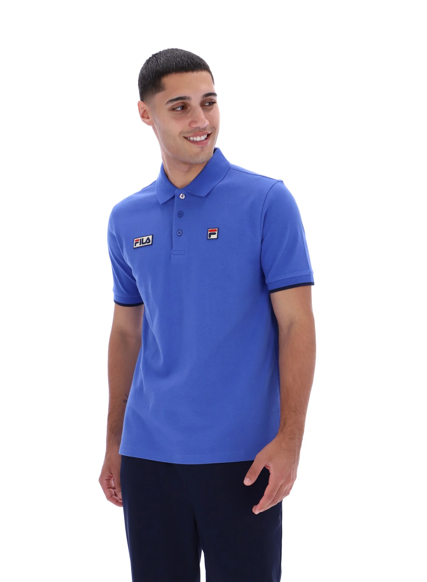 Dazzling Blue Pablo Three-Button Tipped Rib Polo Shirt