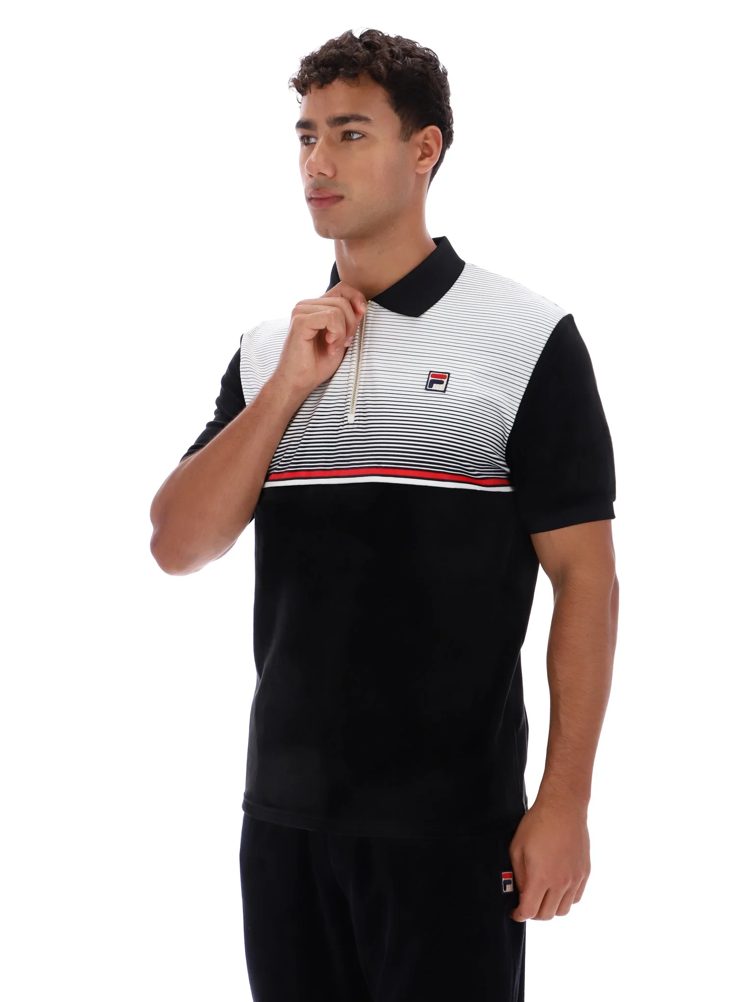Black Paco Zip Up Velour Polo - Image 2