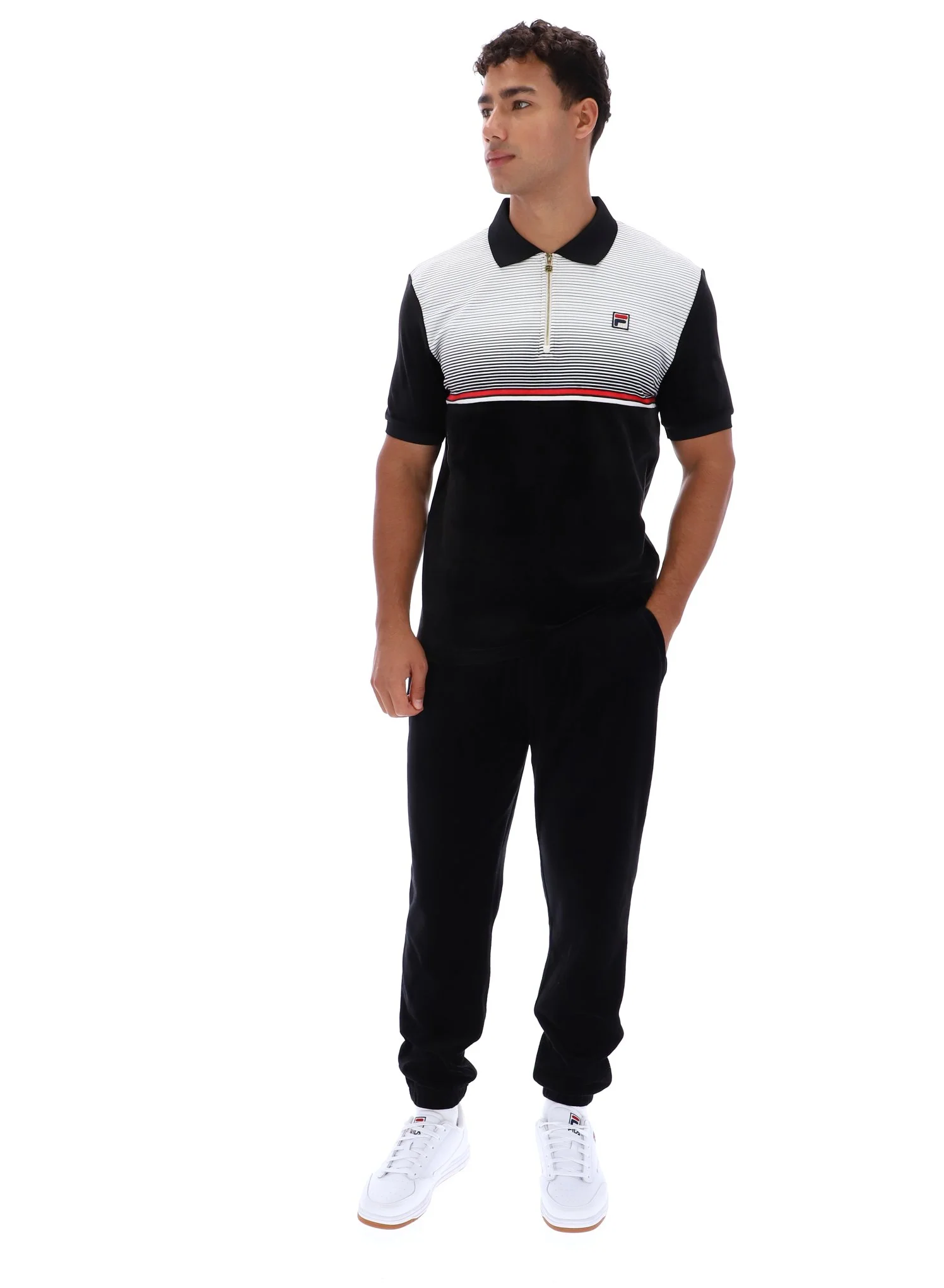 Black Paco Zip Up Velour Polo - Image 4