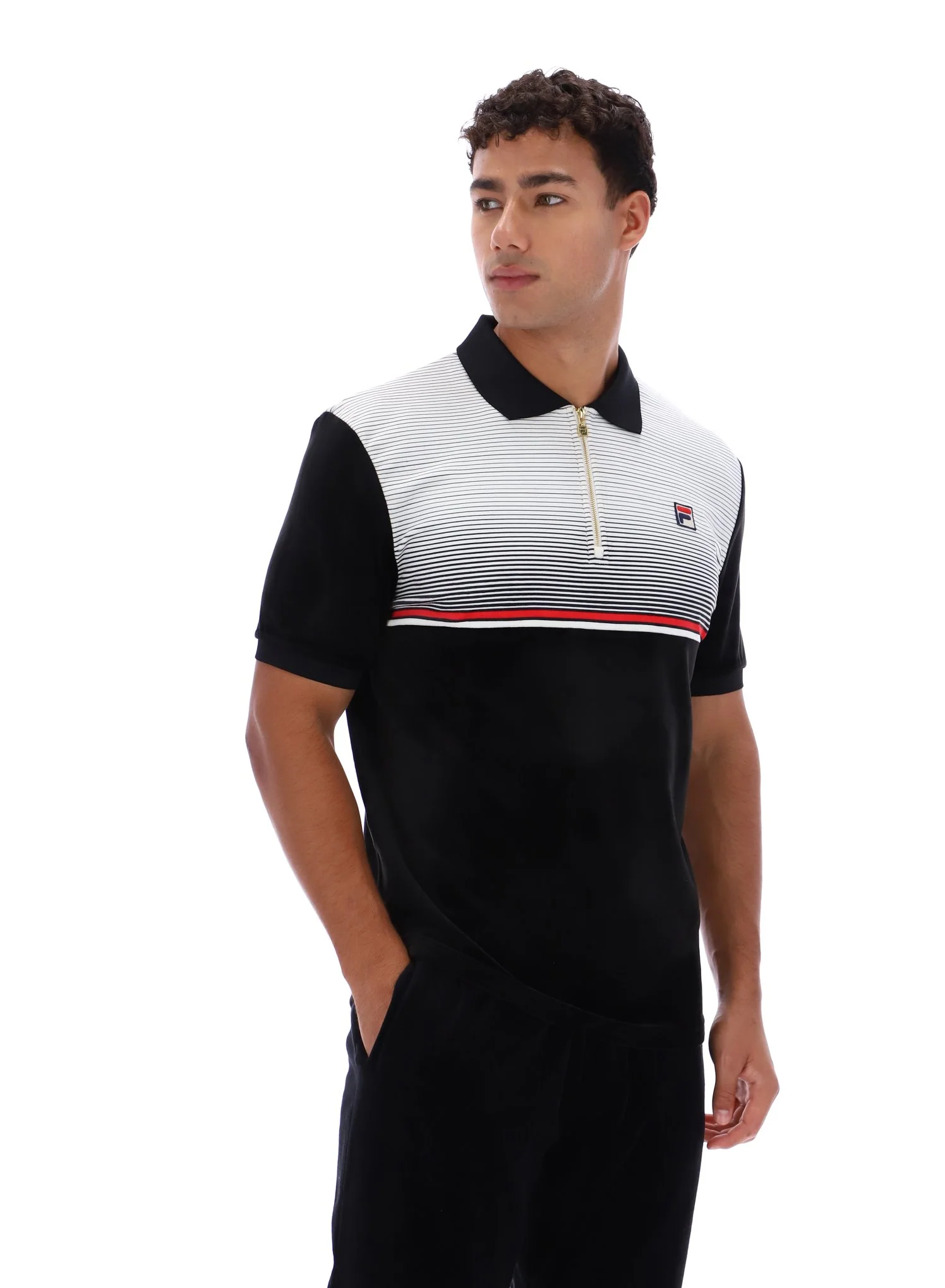 Black Paco Zip Up Velour Polo - Image 5