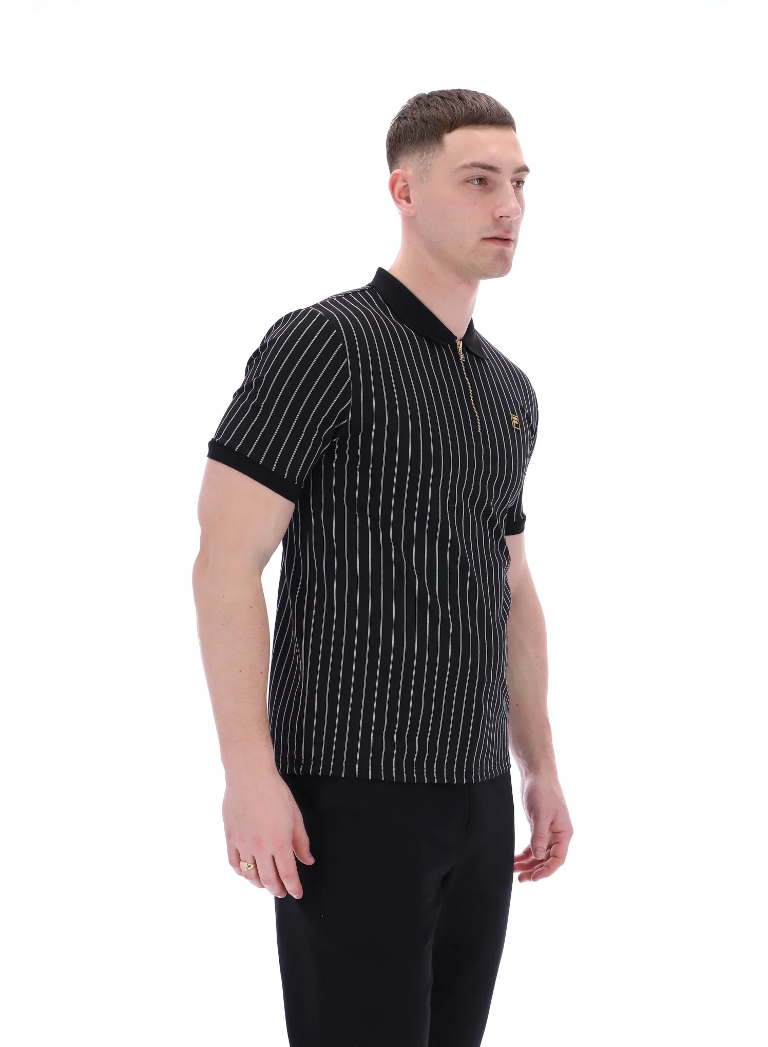 Black Patton Jacquard Stripe Polo - Image 8