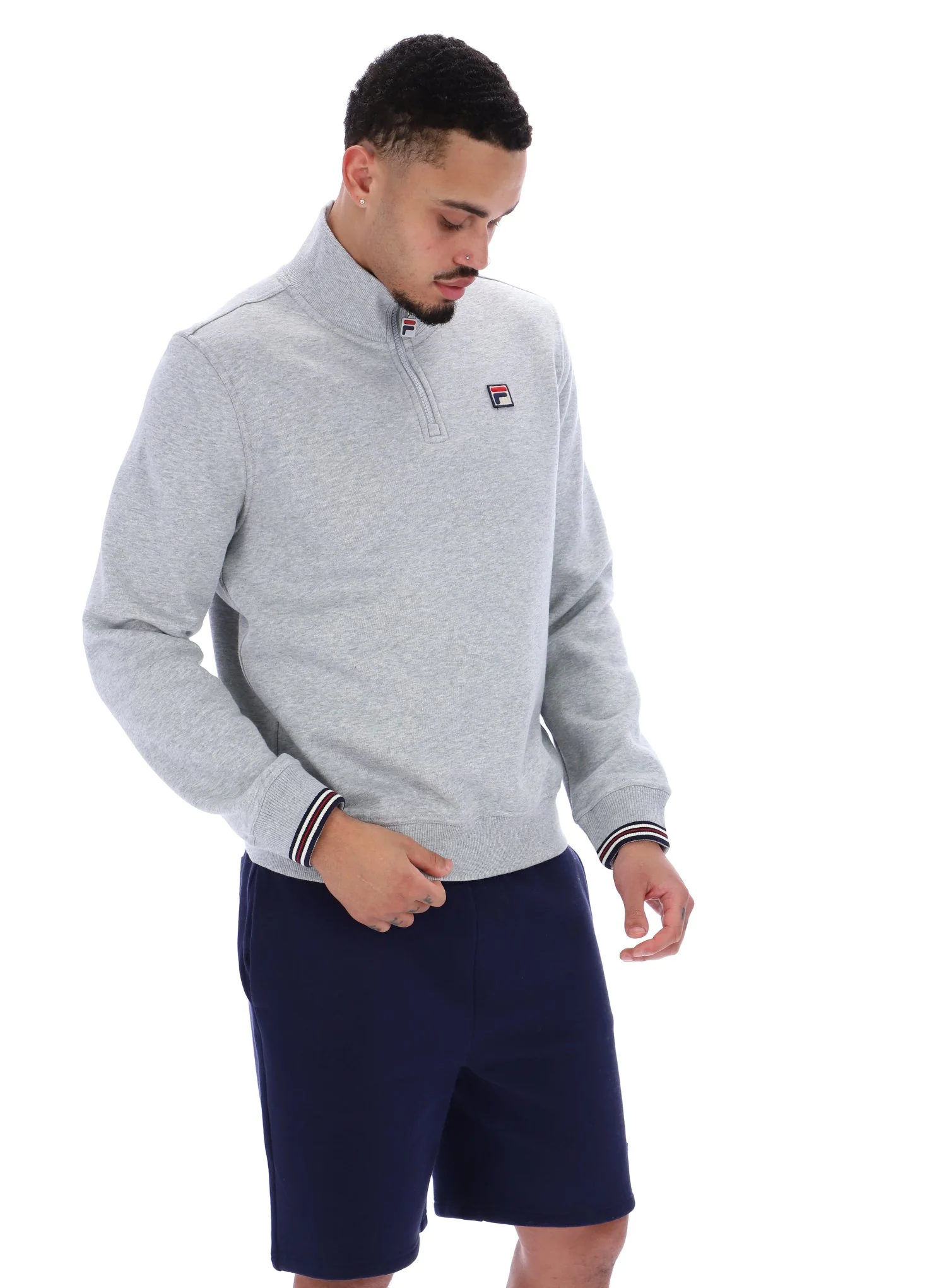 Grey Marl Ramy F-Box 1/4 Zip With Yarn Dye Cuff - Image 4