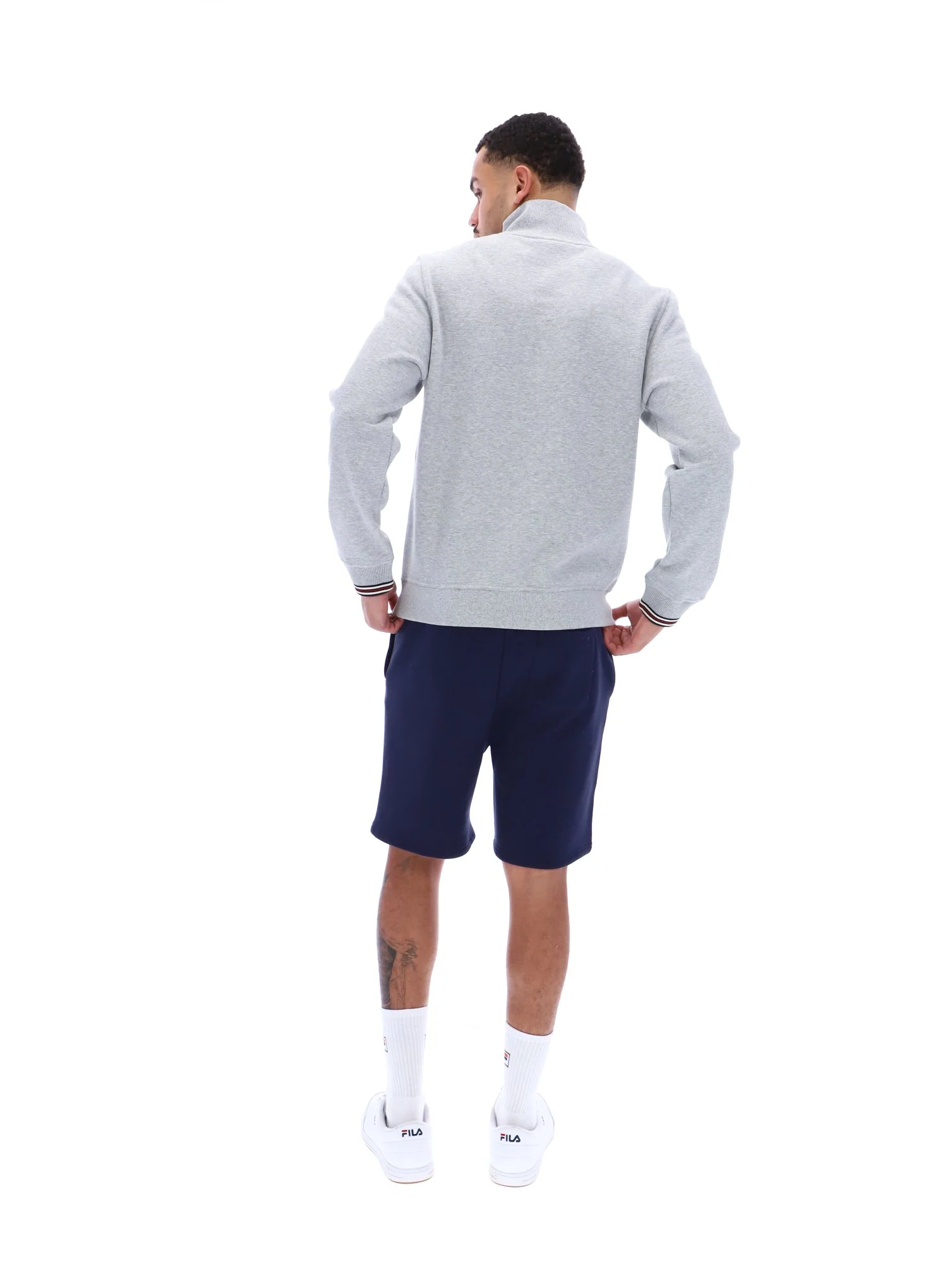 Grey Marl Ramy F-Box 1/4 Zip With Yarn Dye Cuff - Image 5