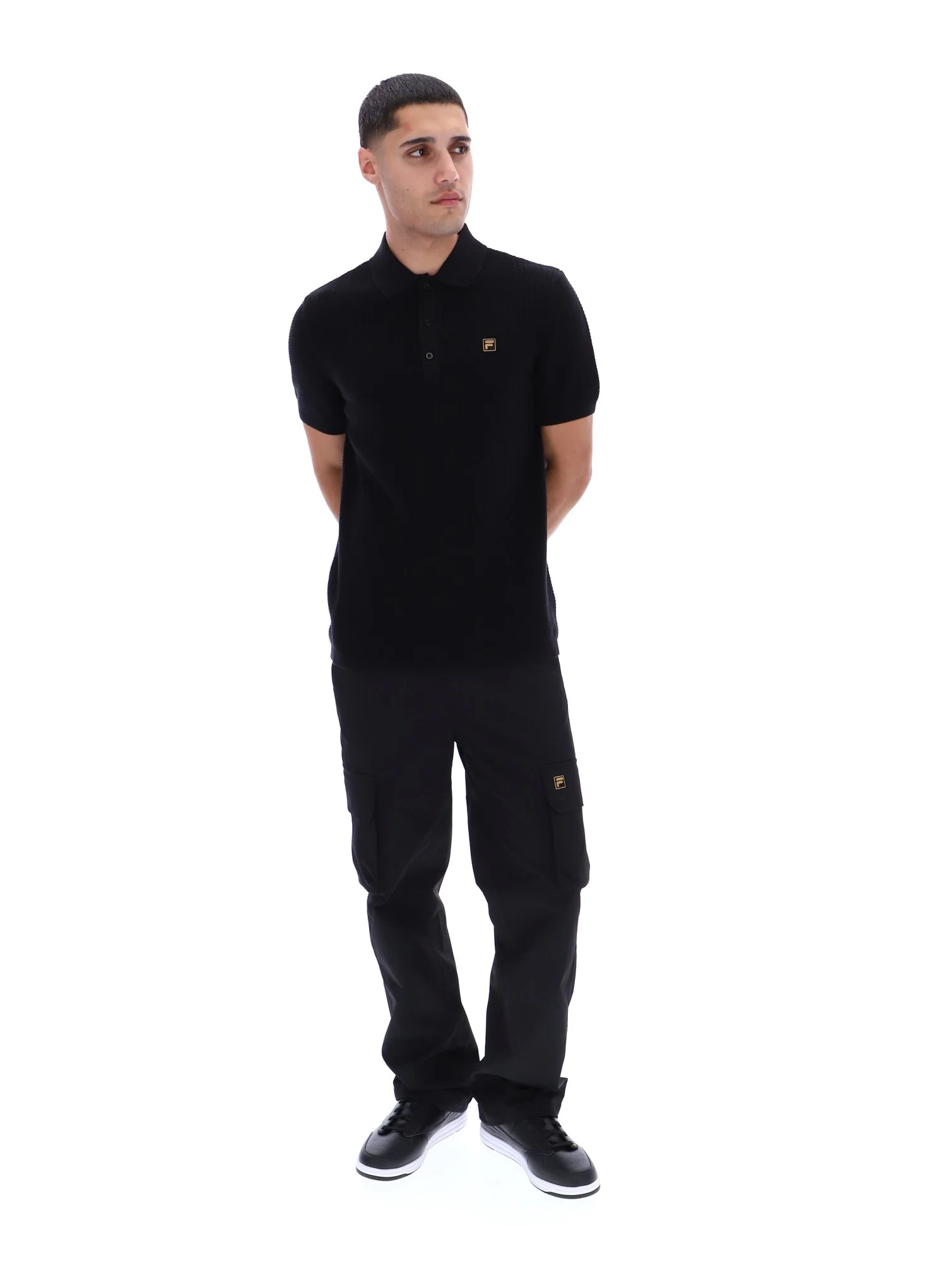 Black Sander Textured Knit Polo Shirt - Image 3