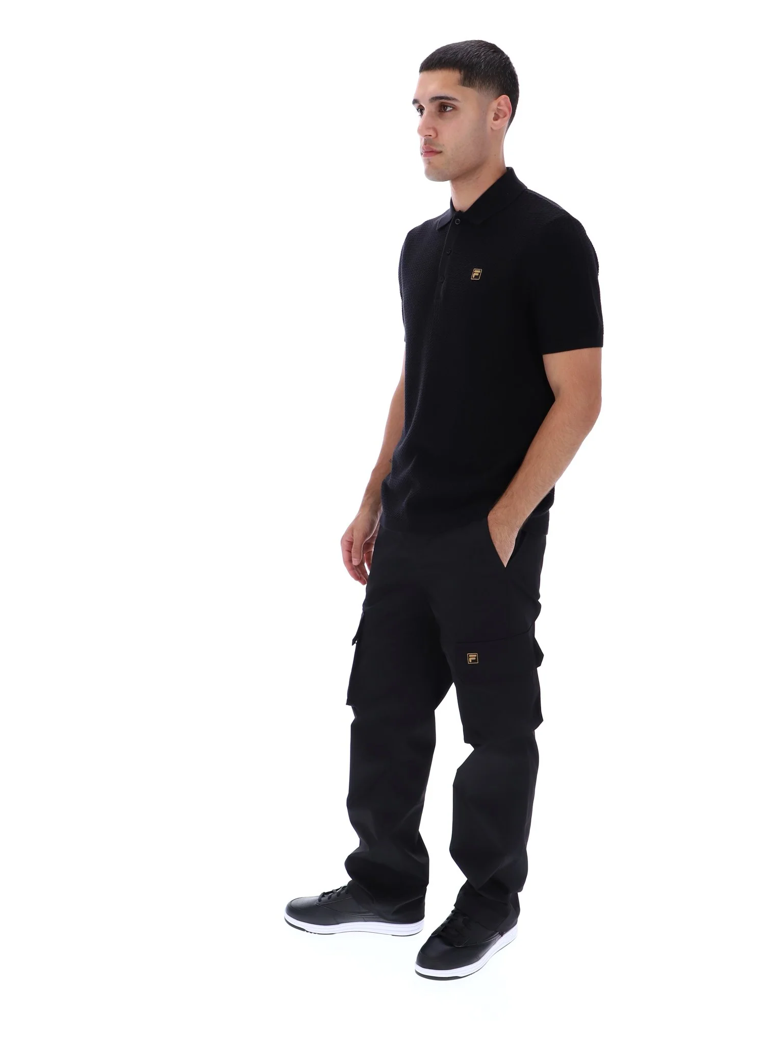 Black Sander Textured Knit Polo Shirt - Image 5