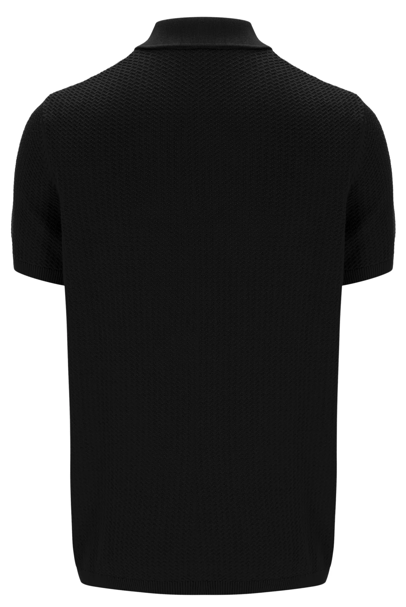 Black Sander Textured Knit Polo Shirt - Image 9