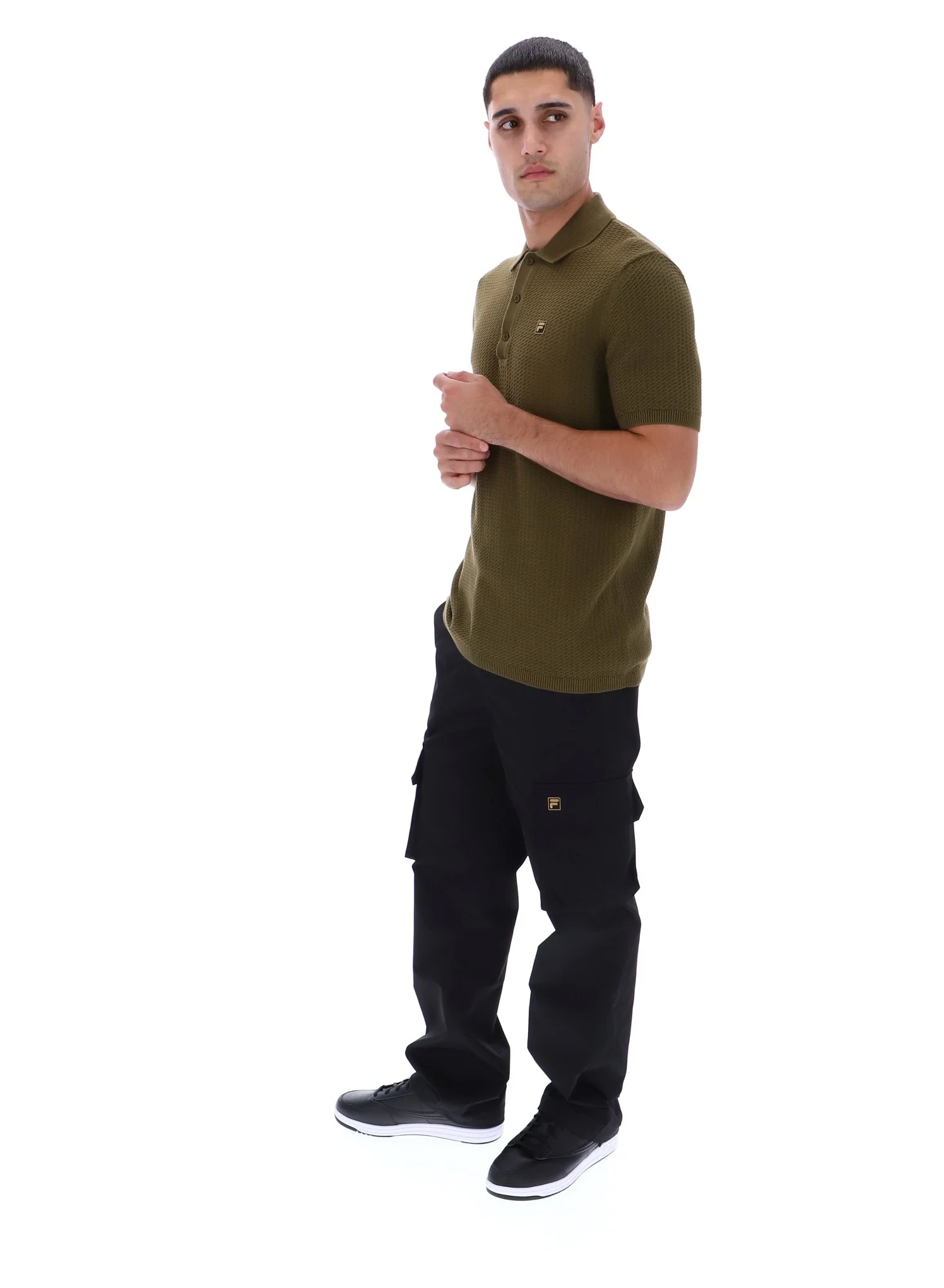 Dark Olive Sander Textured Knit Polo Shirt - Image 4