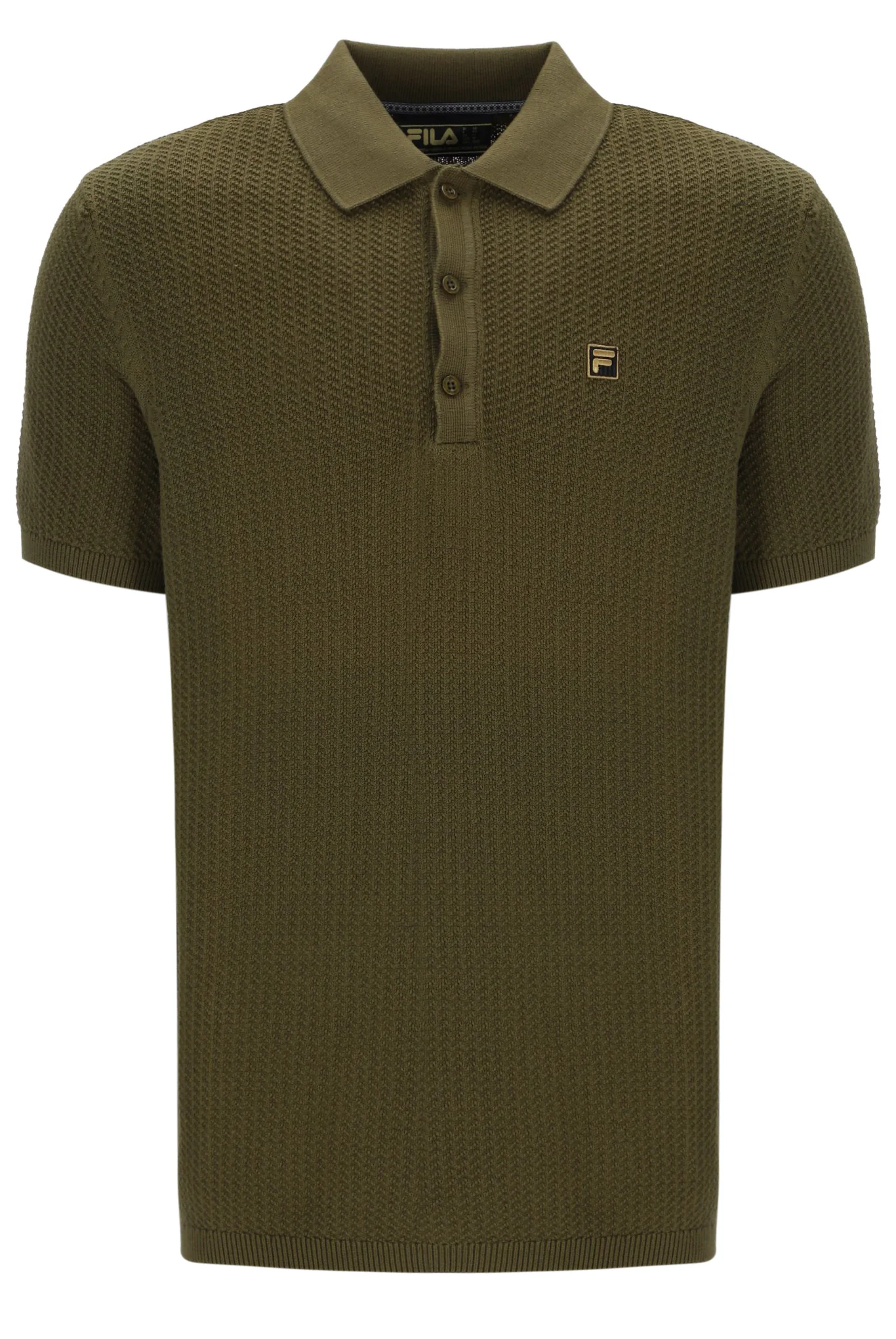 Dark Olive Sander Textured Knit Polo Shirt - Image 8