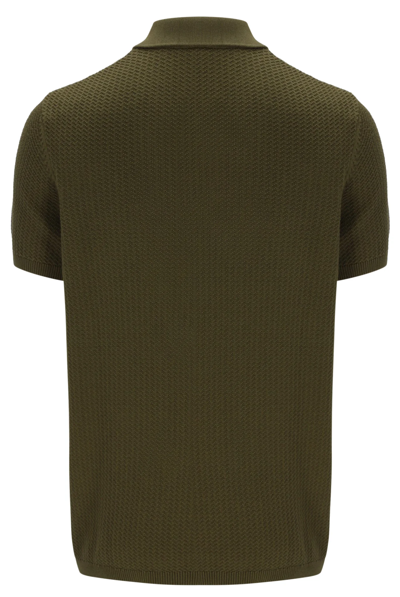 Dark Olive Sander Textured Knit Polo Shirt - Image 9