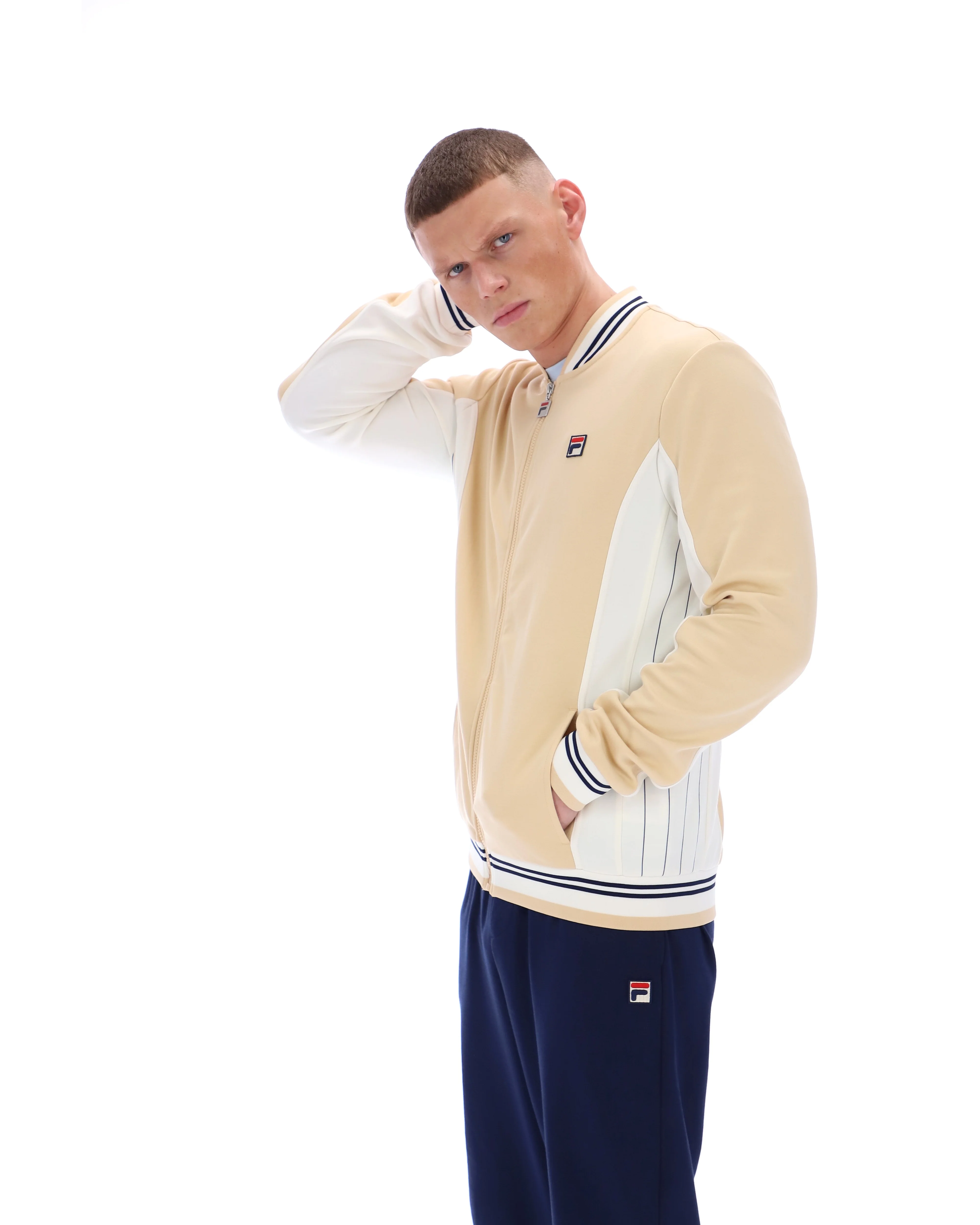Classic Beige Settanta Baseball Track Top - Image 3