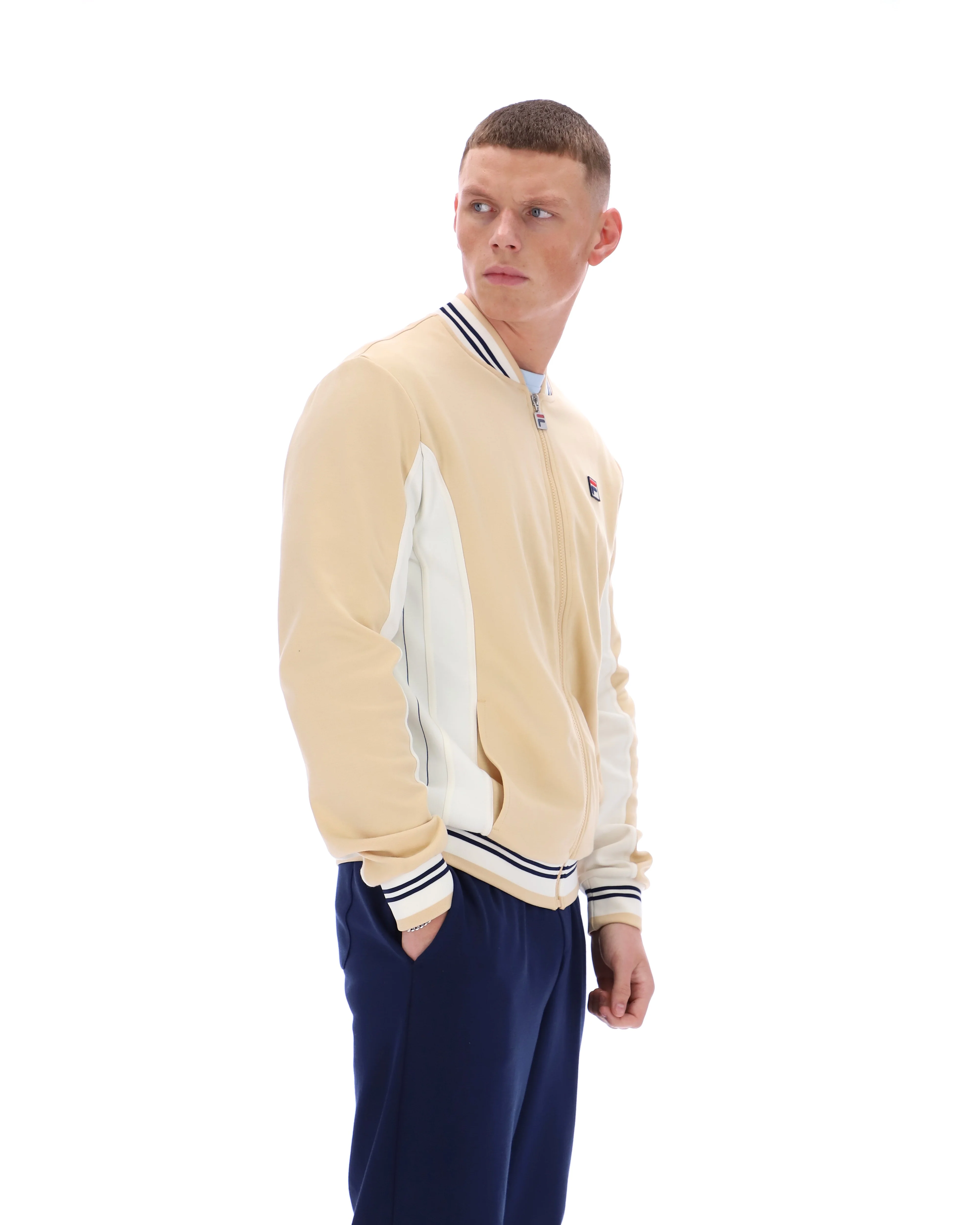 Classic Beige Settanta Baseball Track Top - Image 5