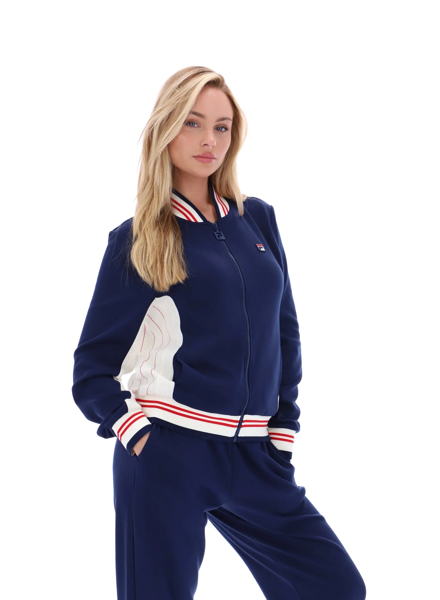 Fila Navy Silvana Iconic Baseball Track Top - Image 5