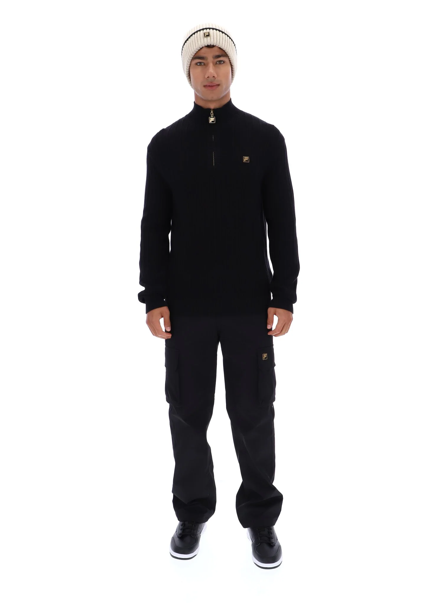 Black Stevie 1/4 Zip Funnel Neck Textured Knit - Image 4