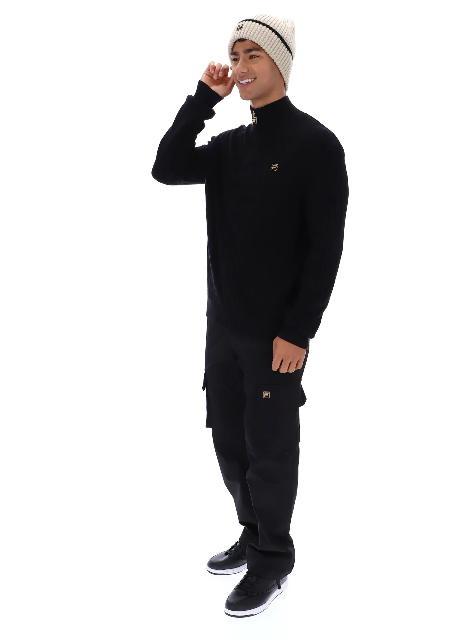 Black Stevie 1/4 Zip Funnel Neck Textured Knit - Image 5