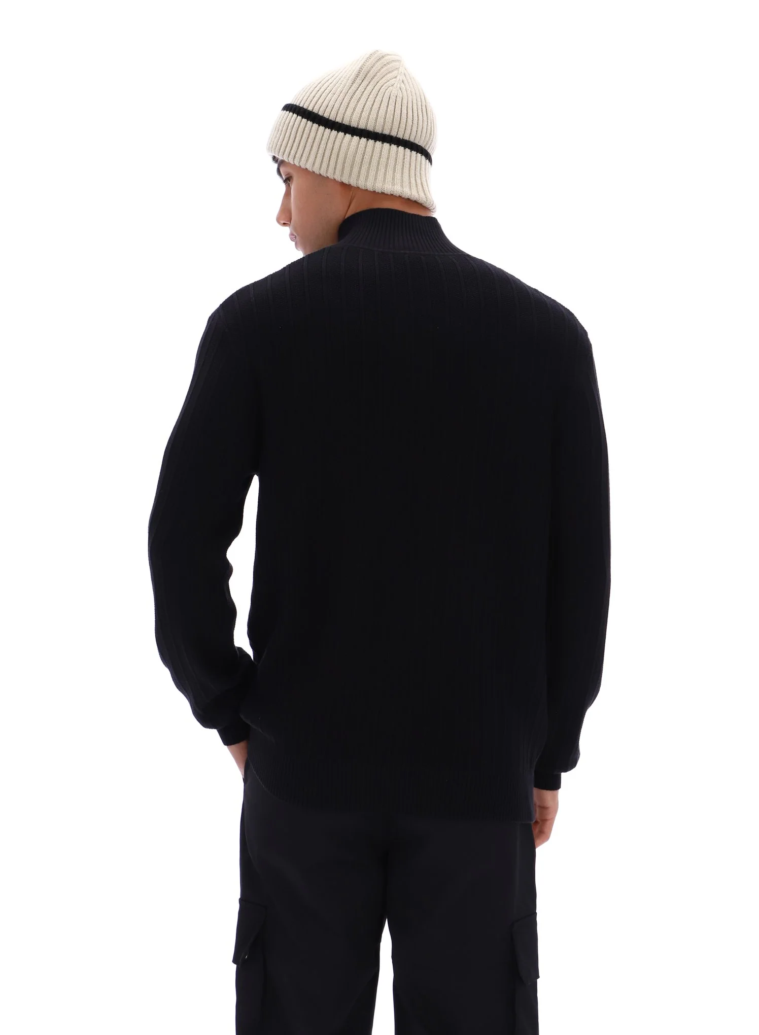 Black Stevie 1/4 Zip Funnel Neck Textured Knit - Image 8