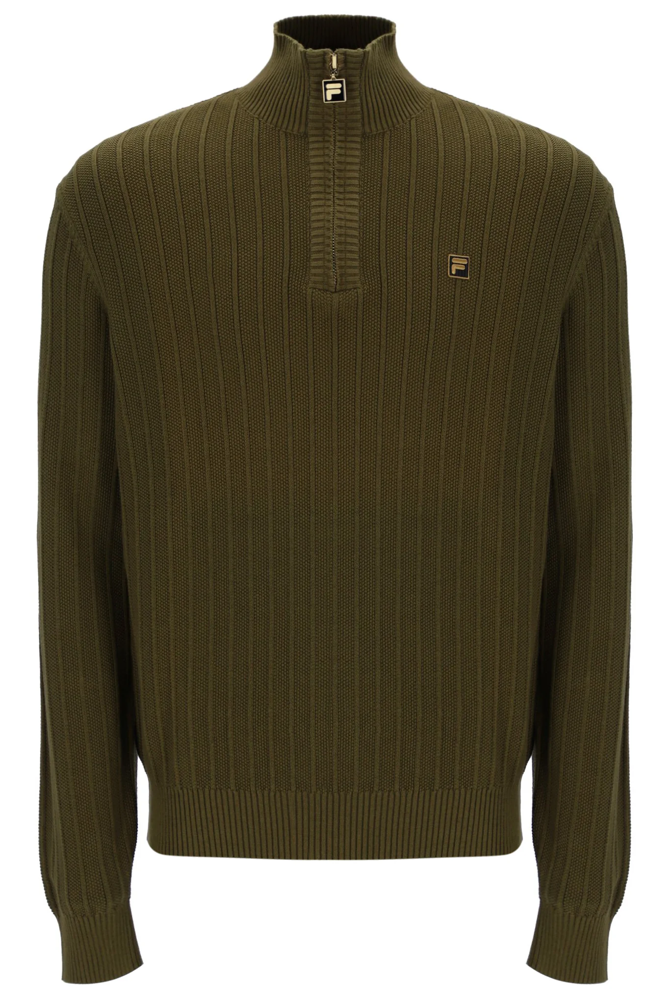 Dark Olive Stevie 1/4 Zip Funnel Neck Textured Knit - Image 8