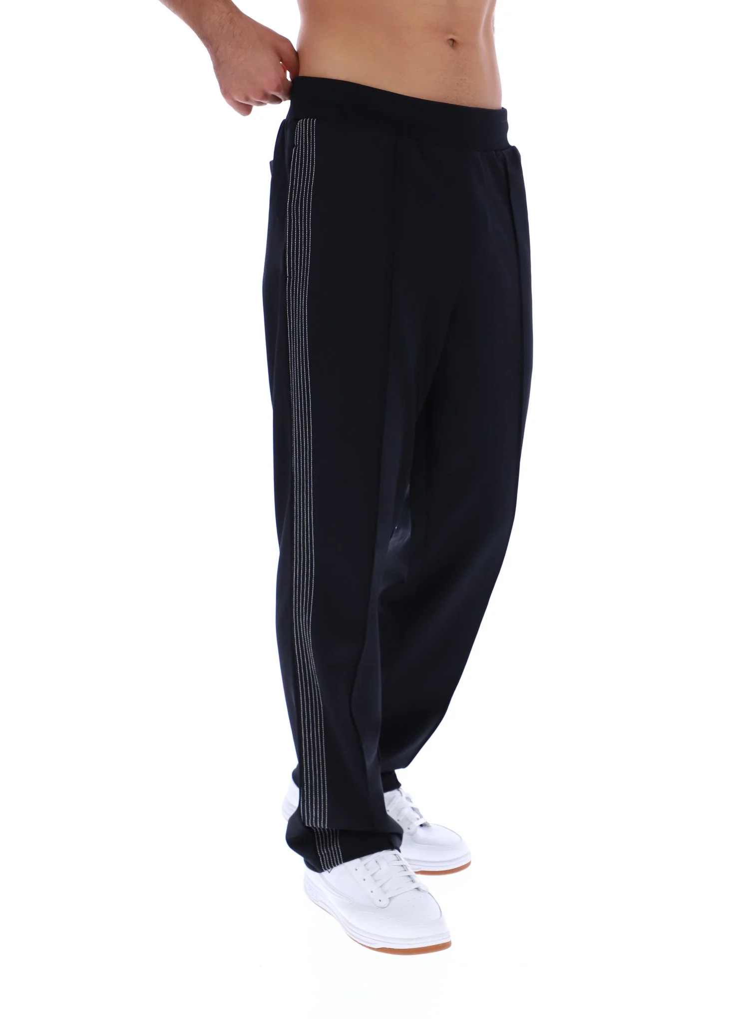 Black Tavis Contrast Stitch Straight Leg Jogger - Image 4
