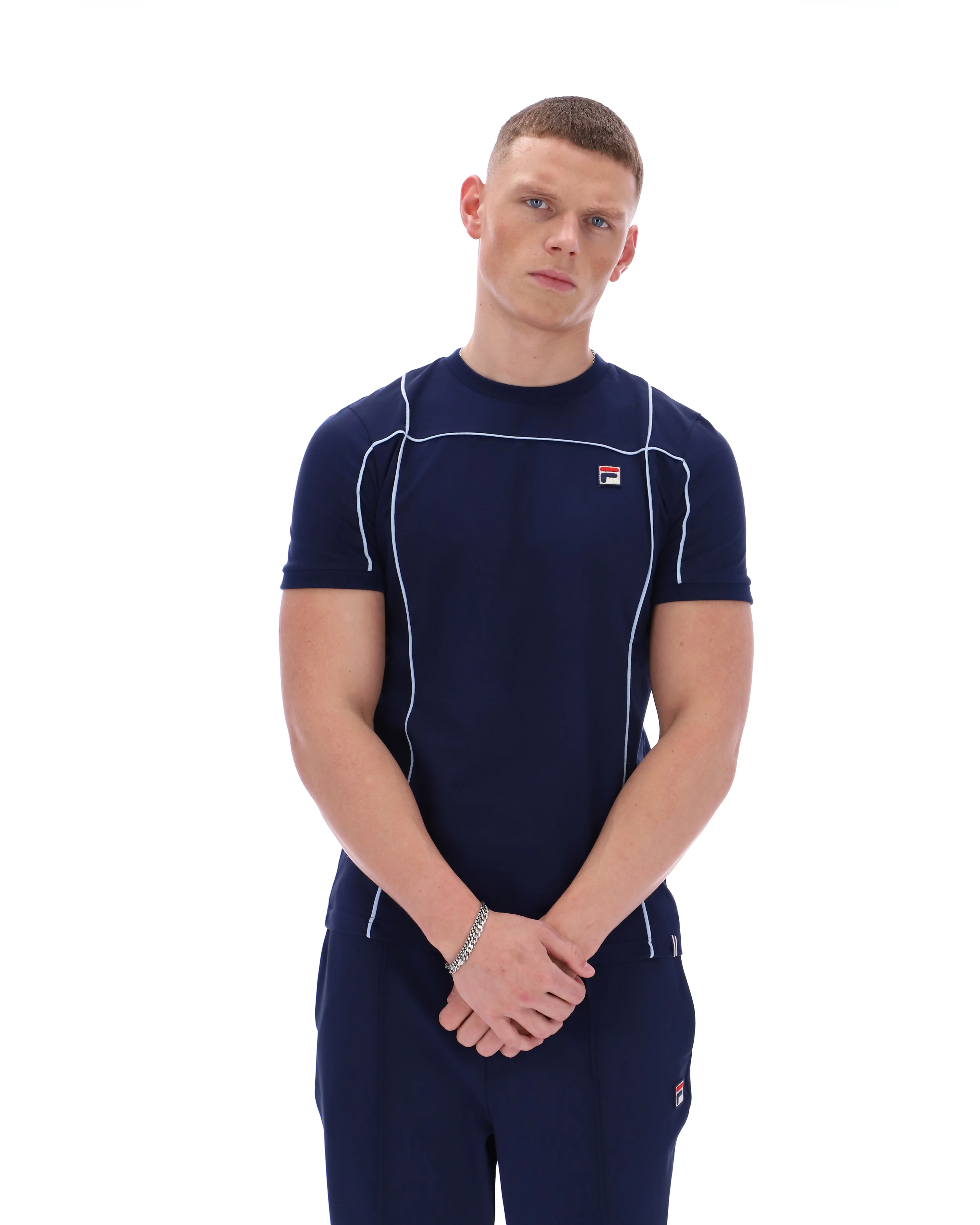 Fila Navy Terri T-Shirt with Contrast Piping - Image 4