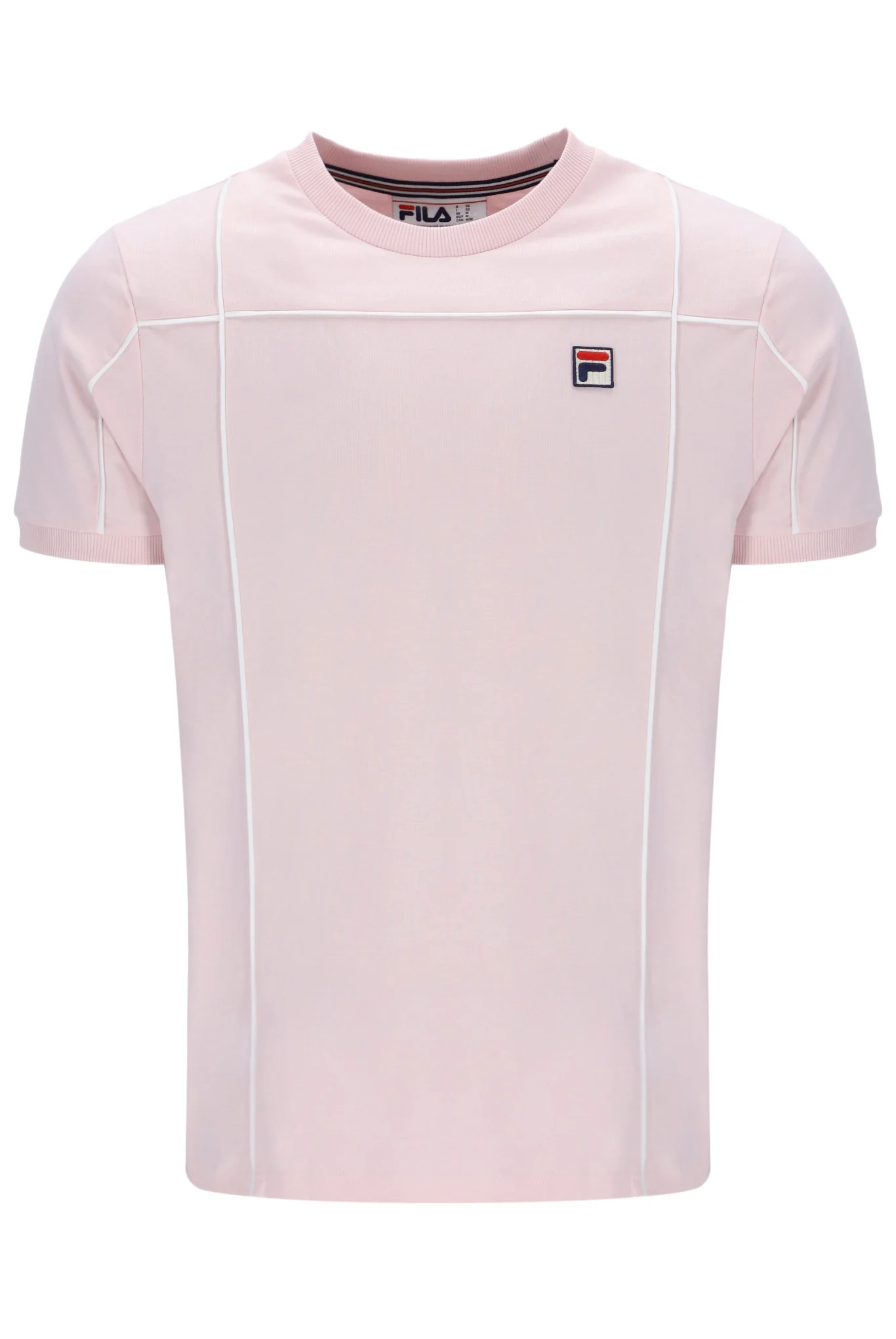 Pale Pink Terri T-Shirt with Contrast Piping - Image 2