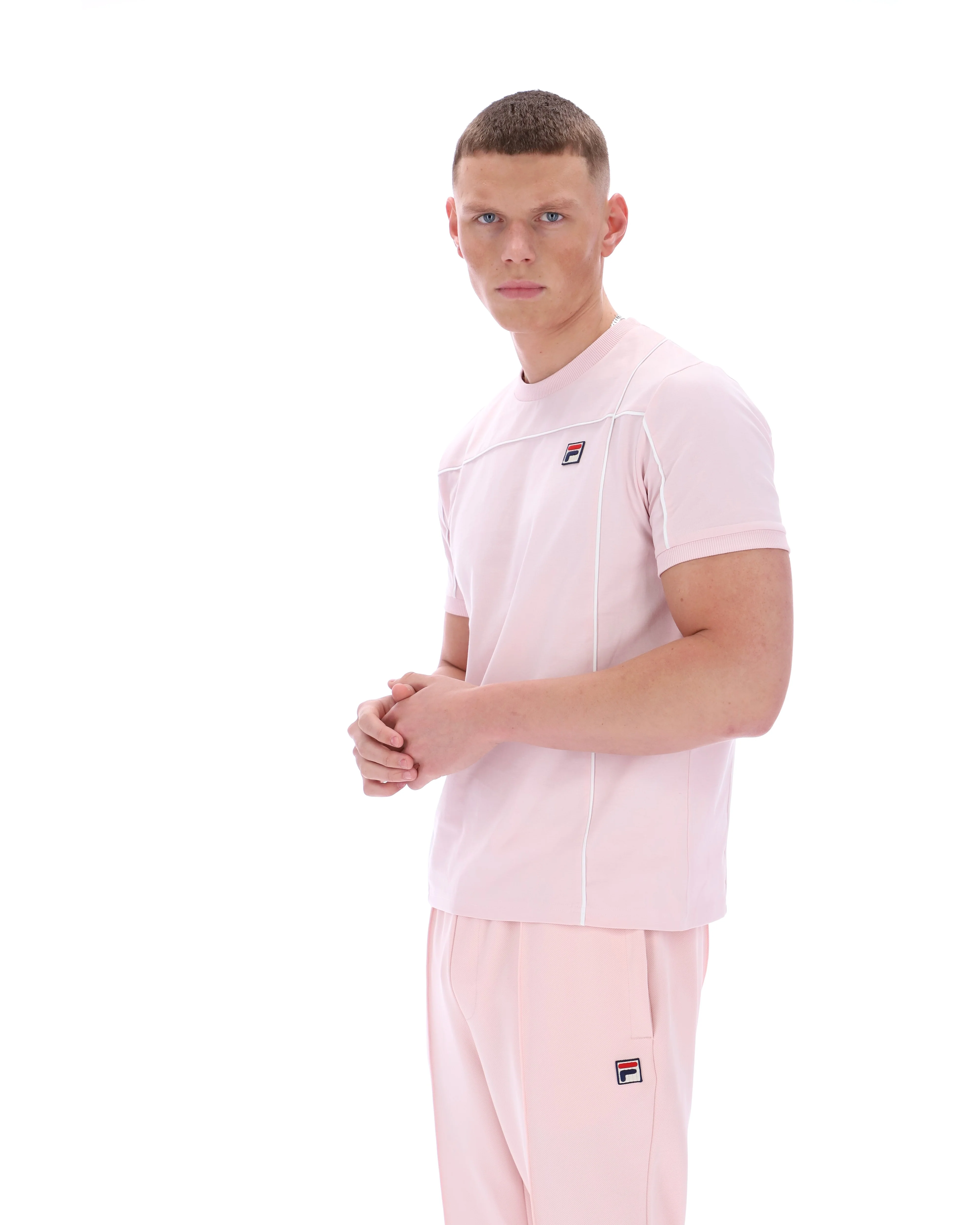 Pale Pink Terri T-Shirt with Contrast Piping - Image 3