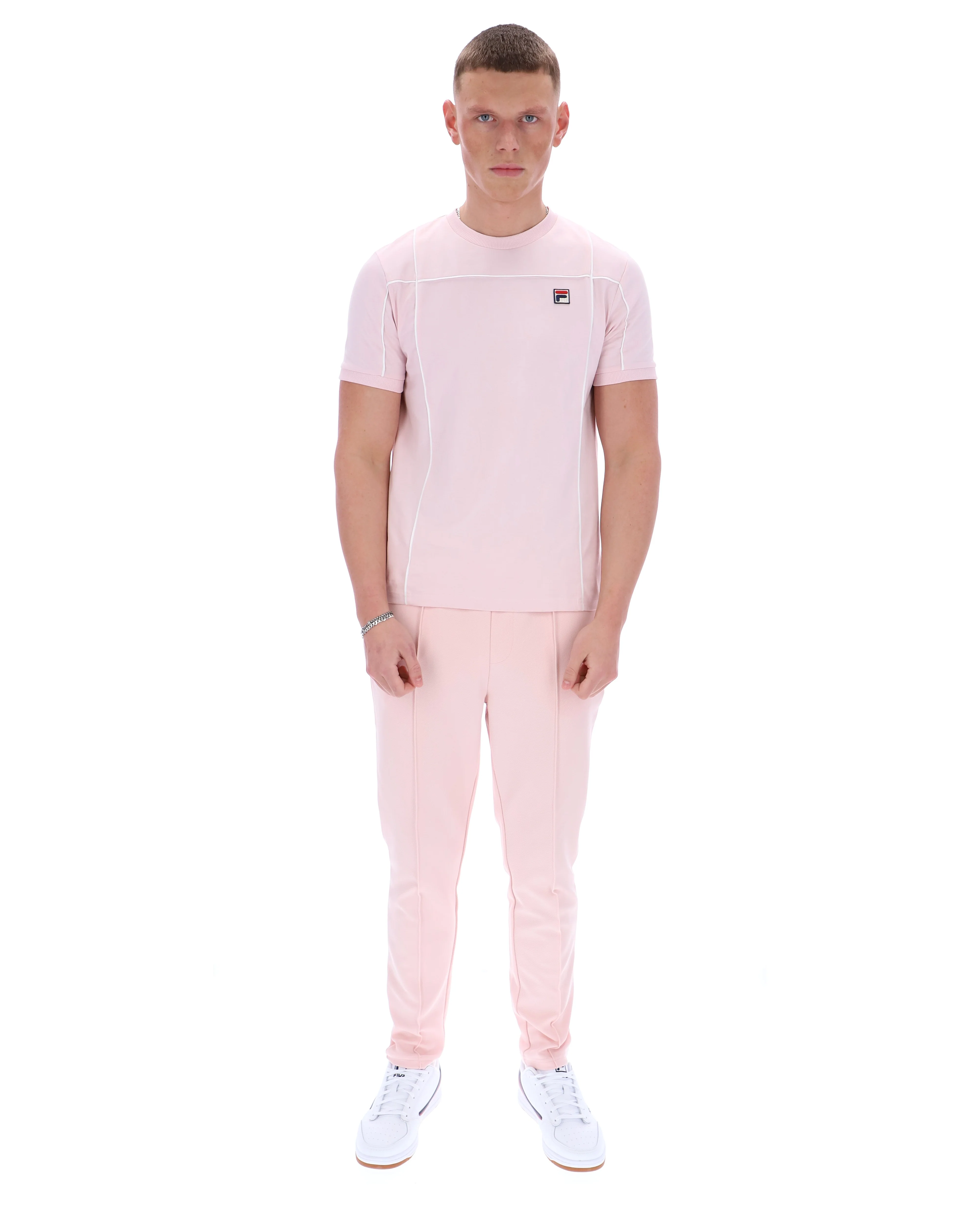 Pale Pink Terri T-Shirt with Contrast Piping - Image 4