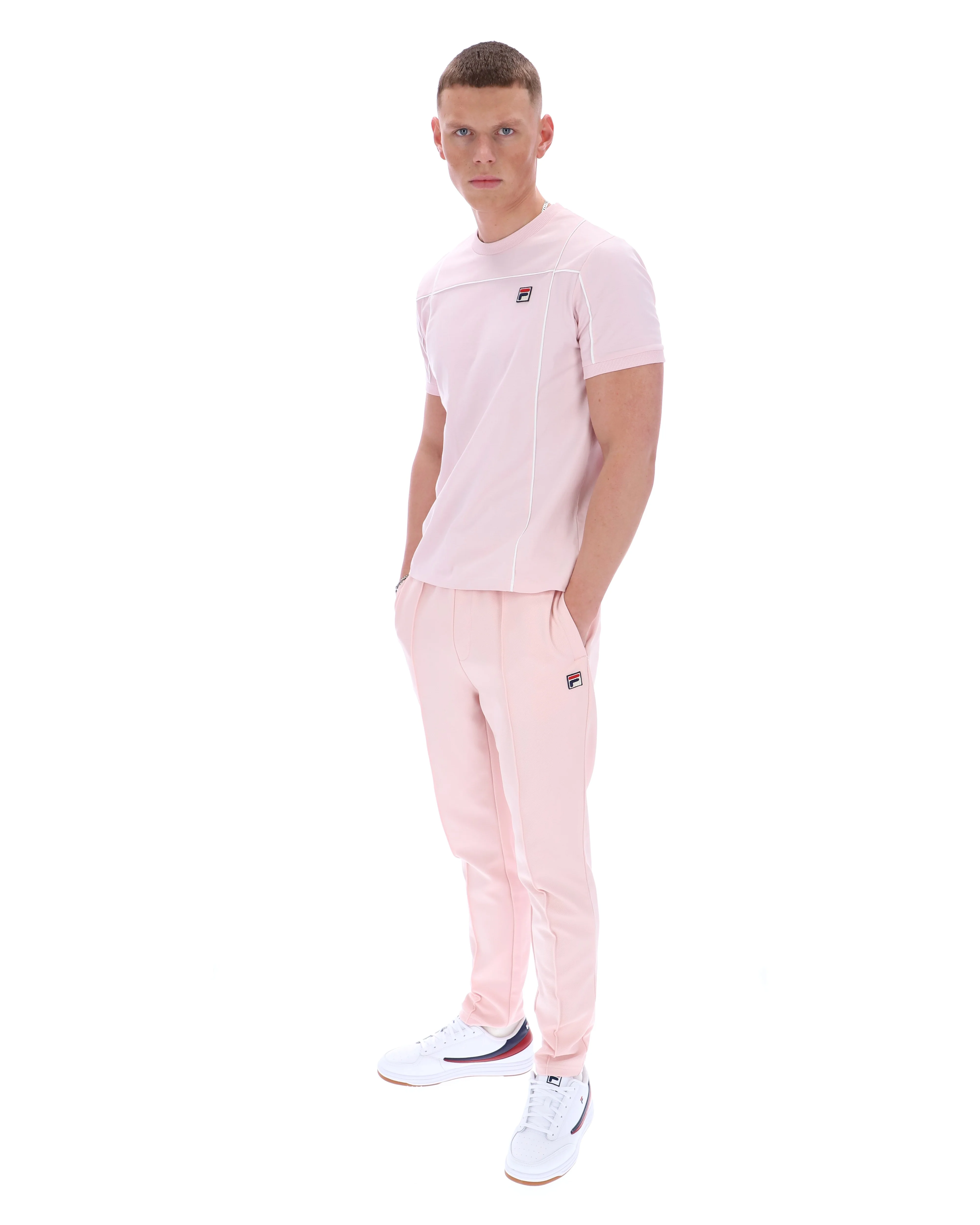 Pale Pink Terri T-Shirt with Contrast Piping - Image 6