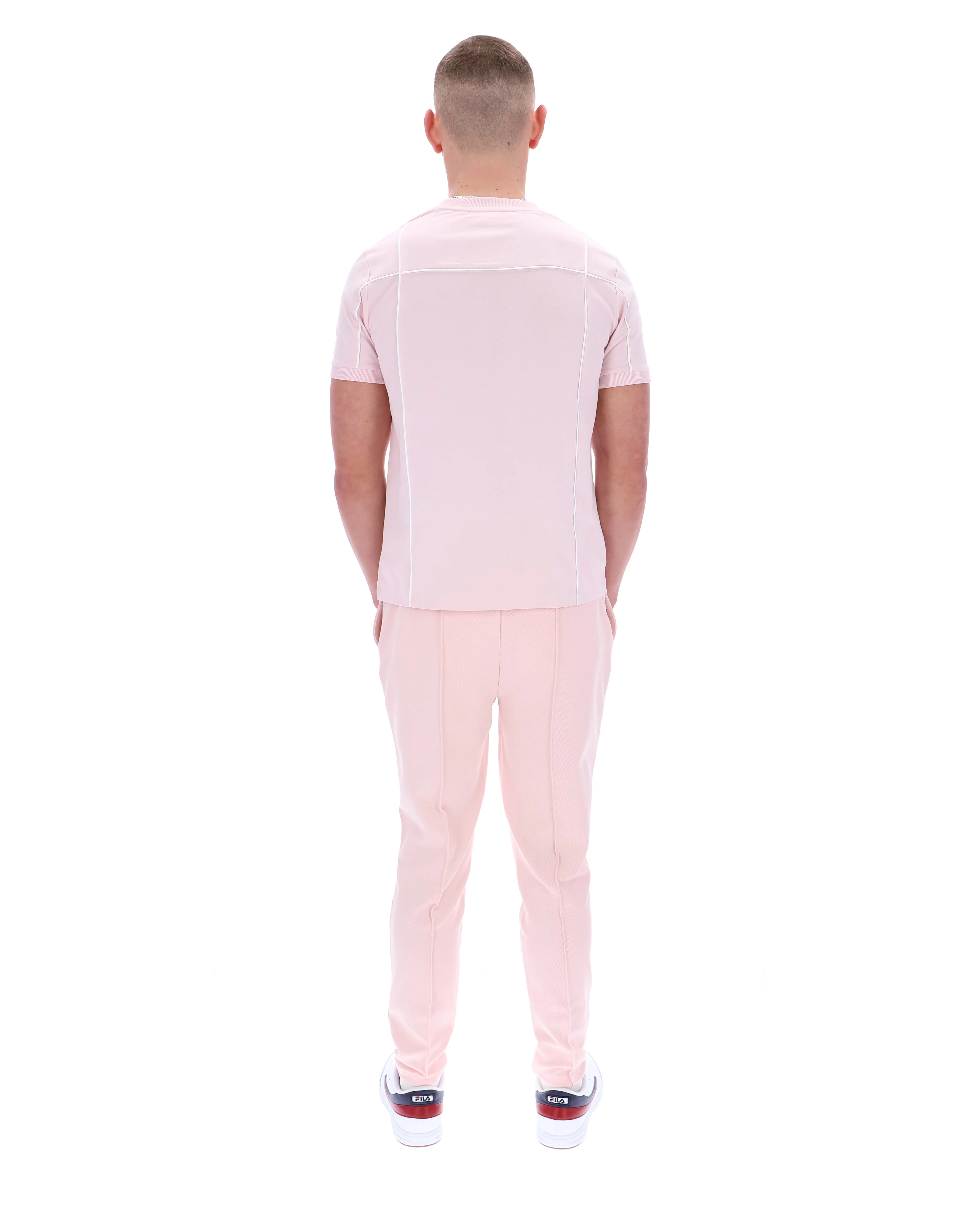 Pale Pink Terri T-Shirt with Contrast Piping - Image 7