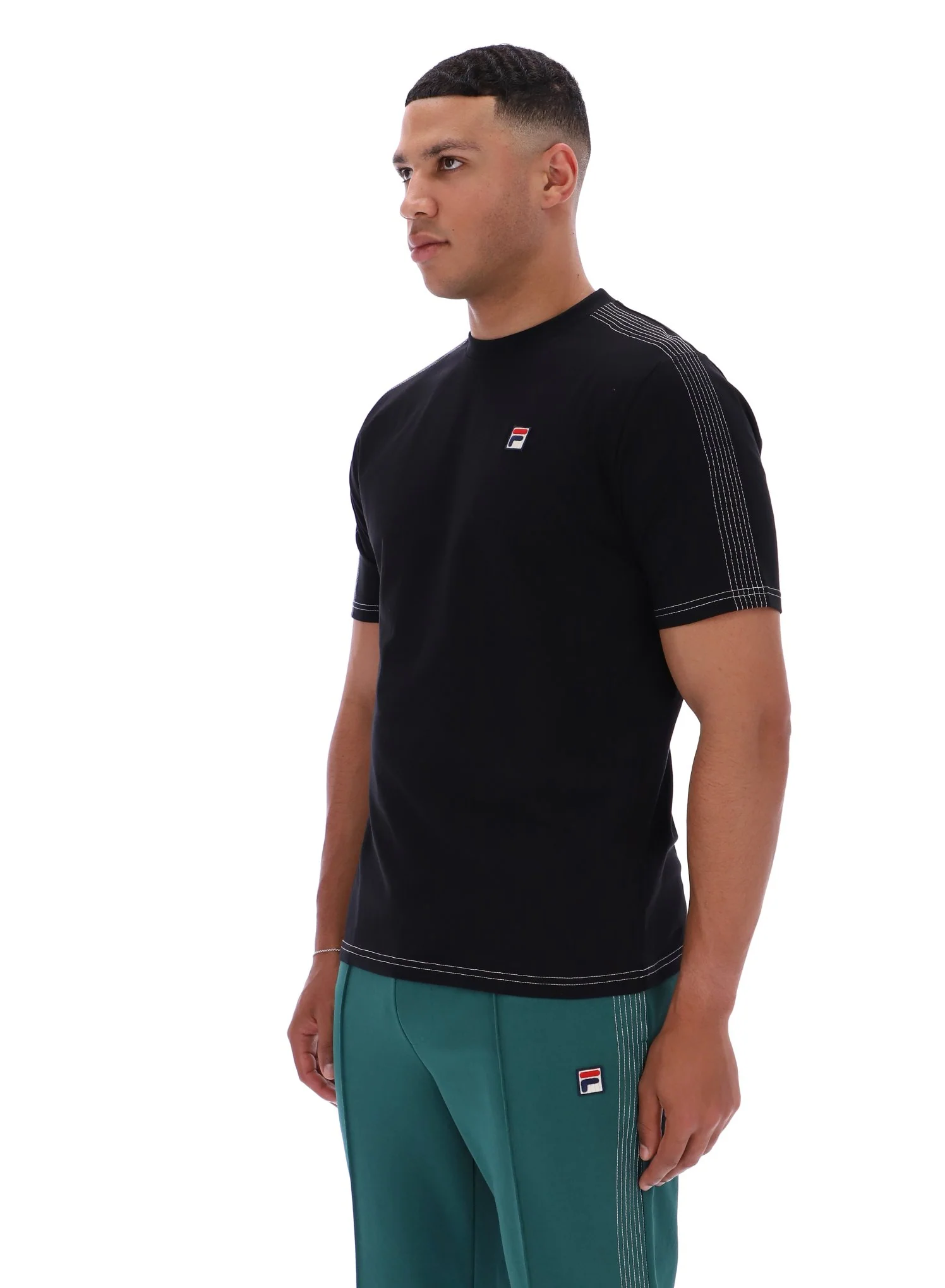 Black Trey Contrast Stitch Tee - Image 2