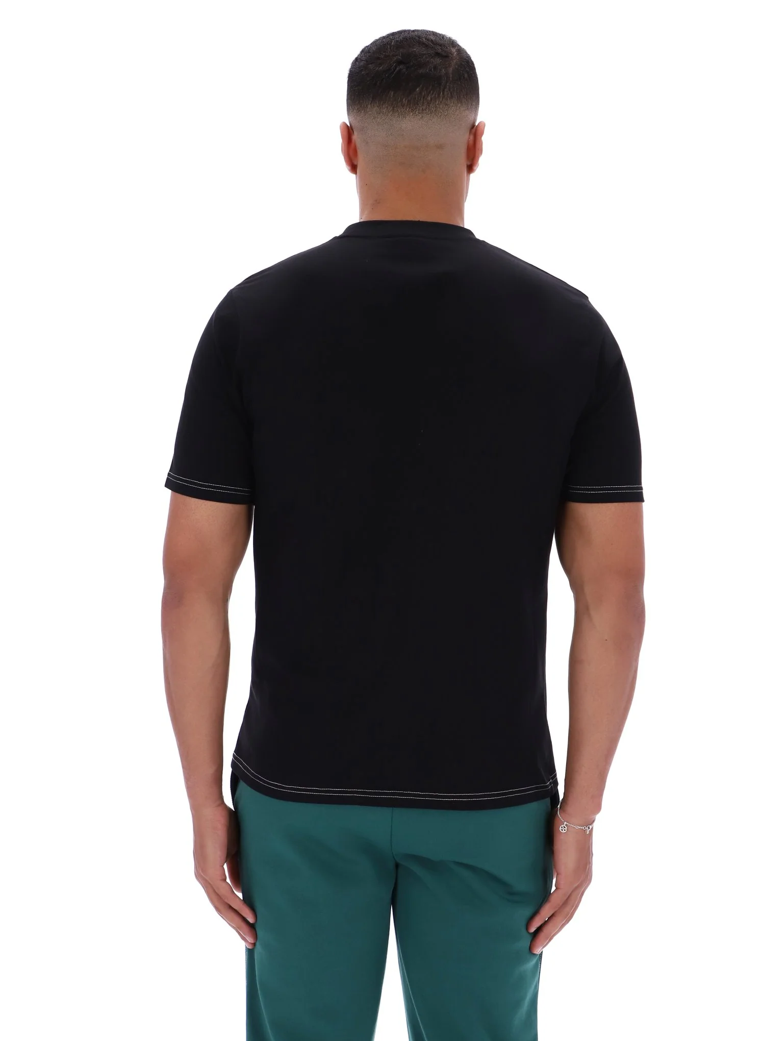 Black Trey Contrast Stitch Tee - Image 7
