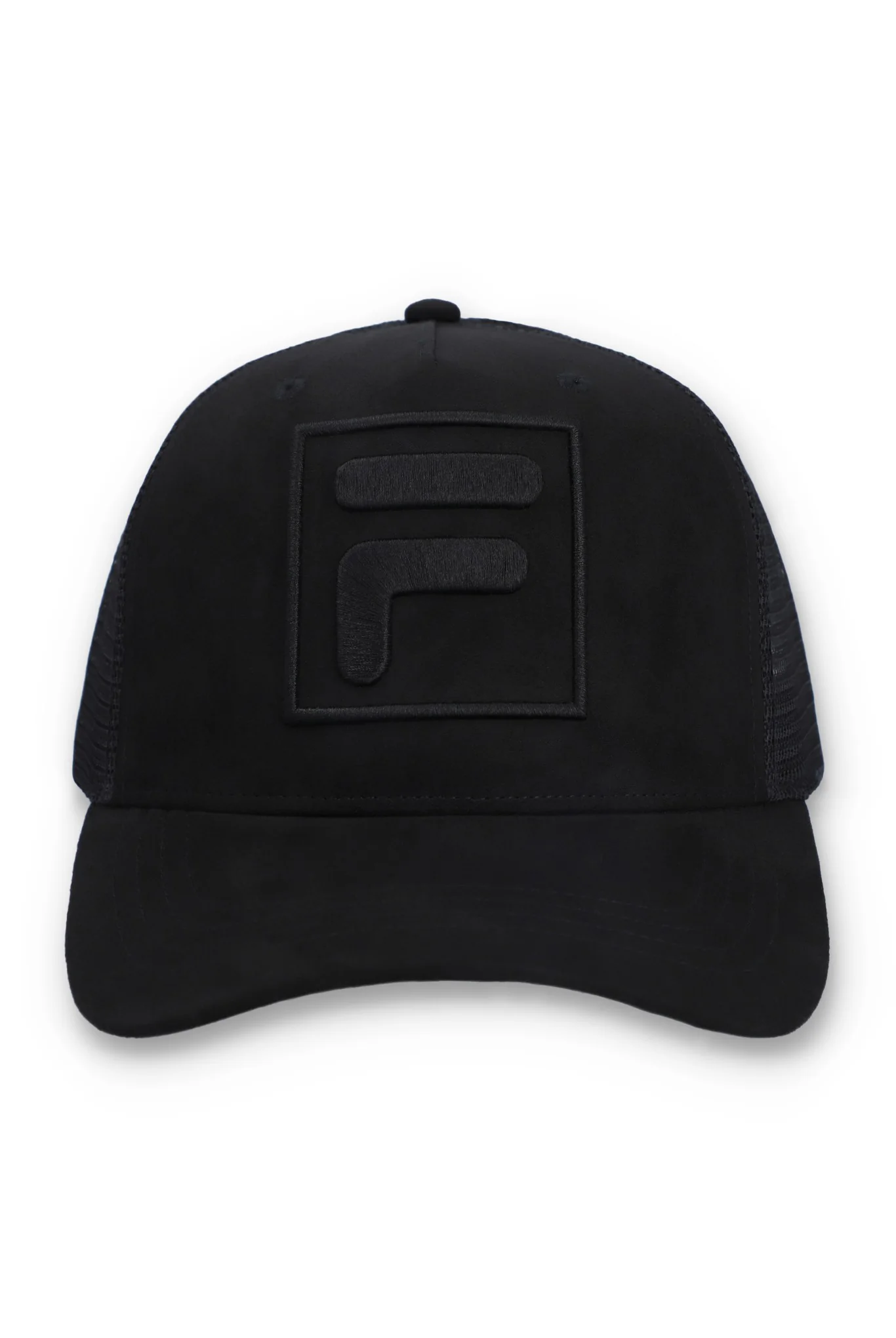 Black Turo Large F-Box Tonal Embroidered Suede Mesh-Back Cap - Image 2