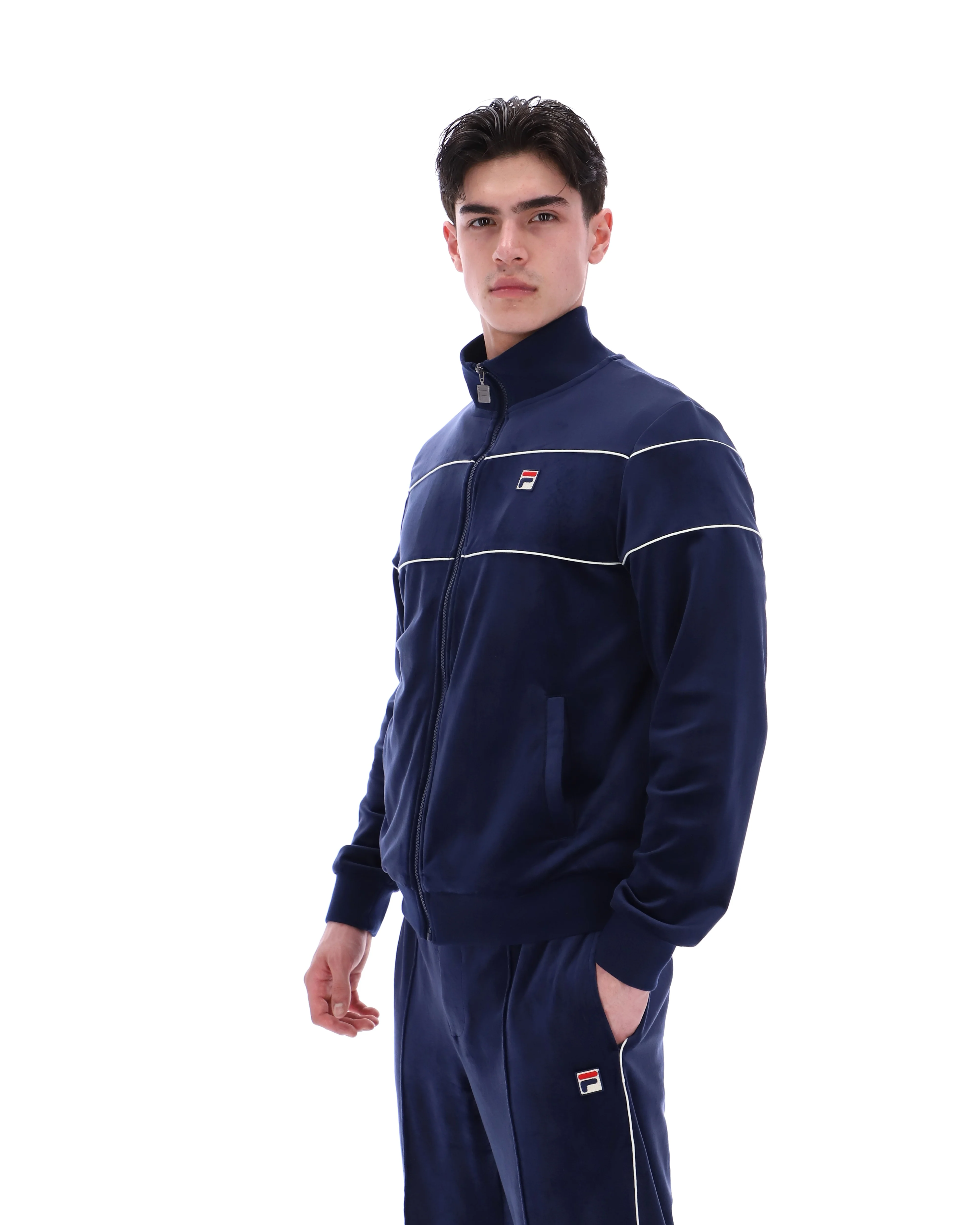 Fila Navy Vittorio Velour Track Top - Image 3