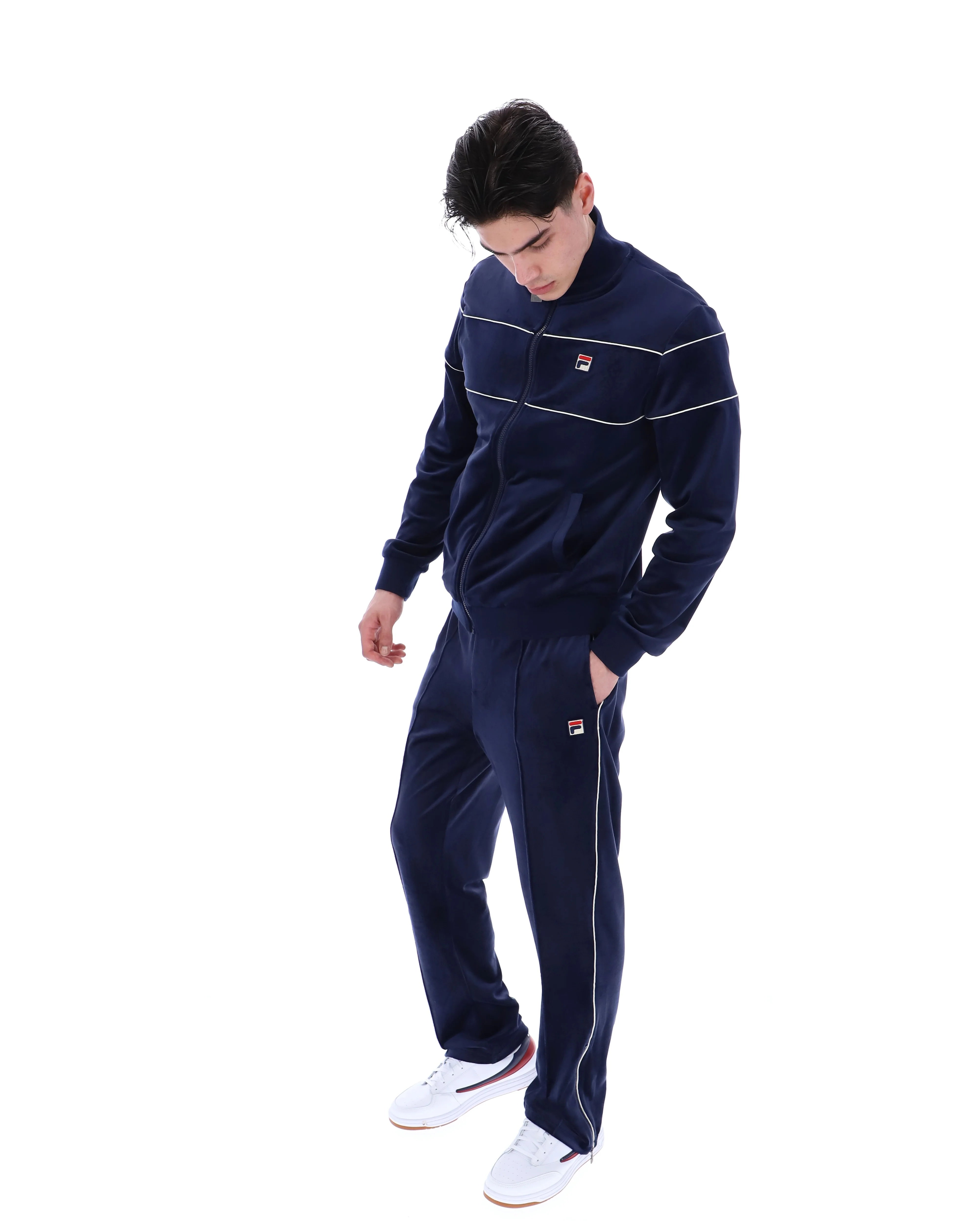 Fila Navy Vittorio Velour Track Top - Image 4