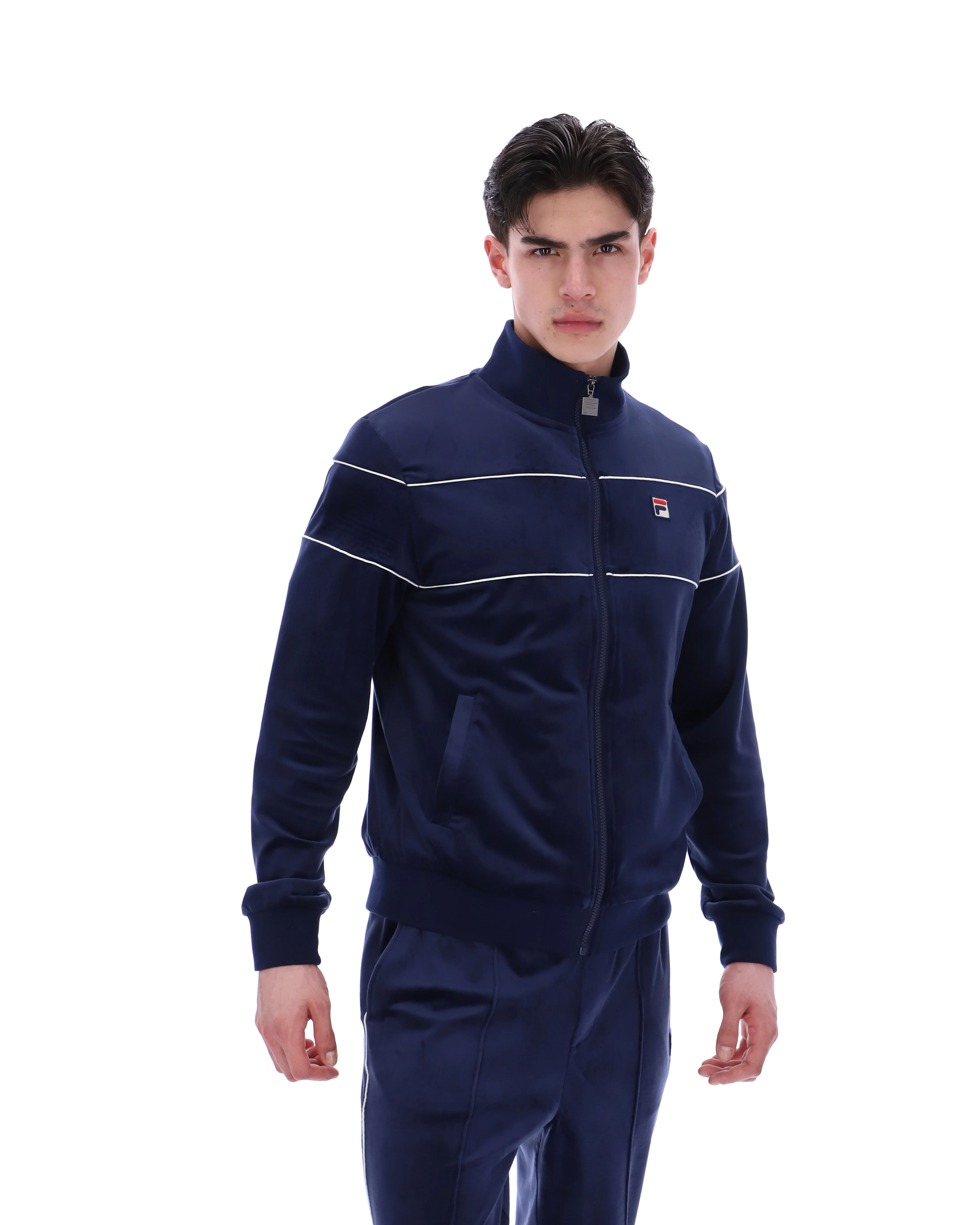 Fila Navy Vittorio Velour Track Top - Image 5