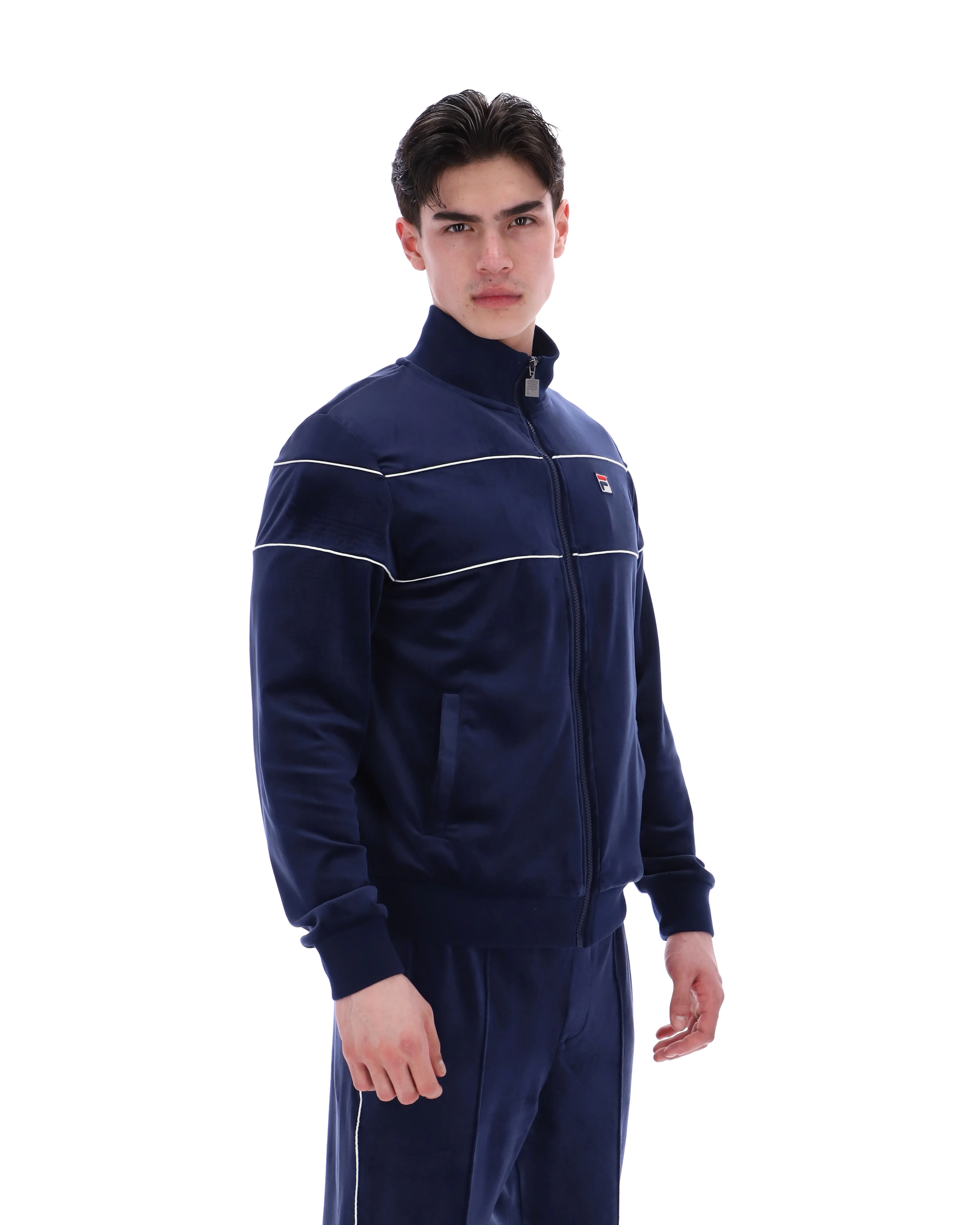 Fila Navy Vittorio Velour Track Top - Image 7