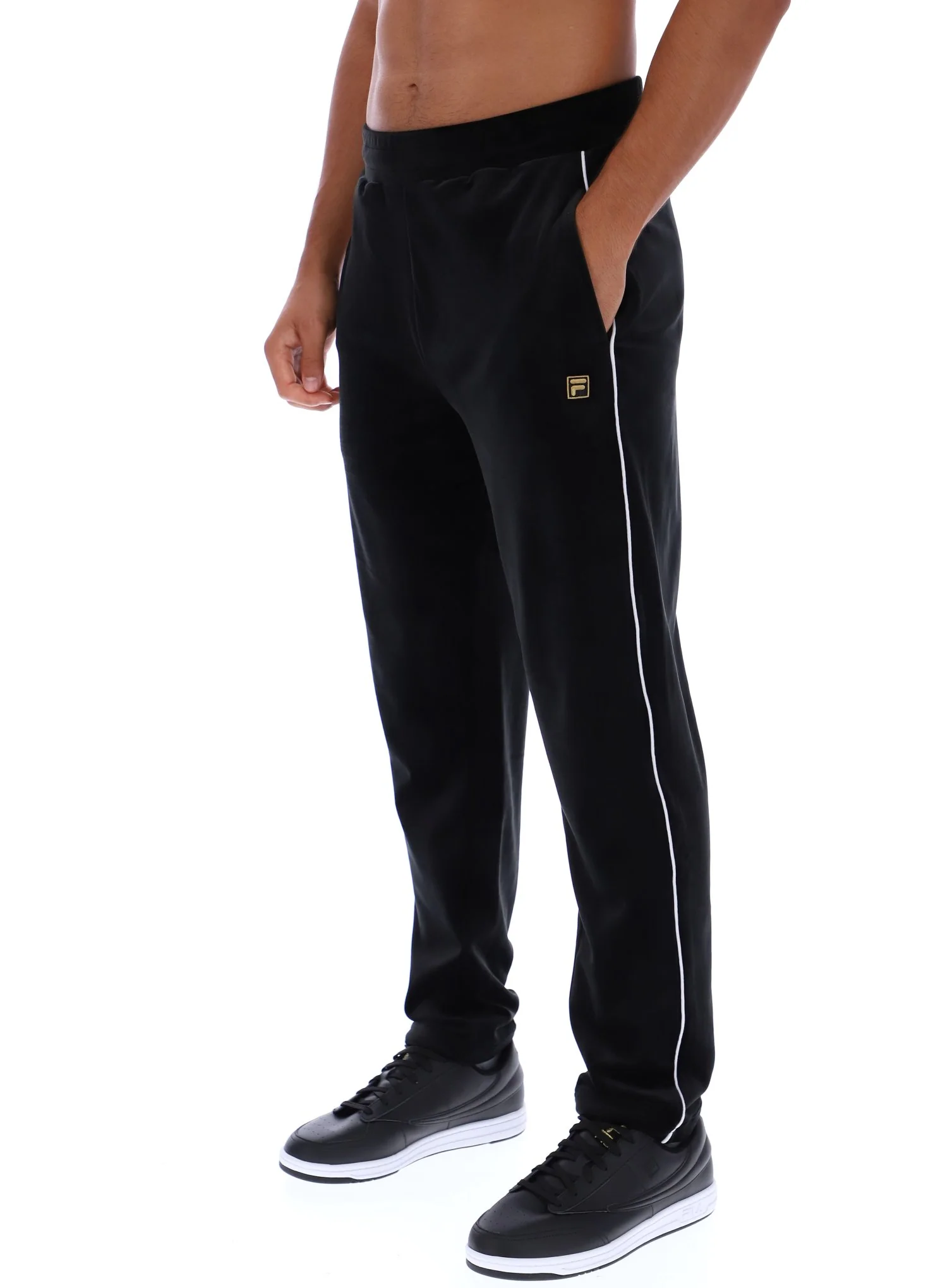 Black Wella Straight Leg Velour Pants - Image 2